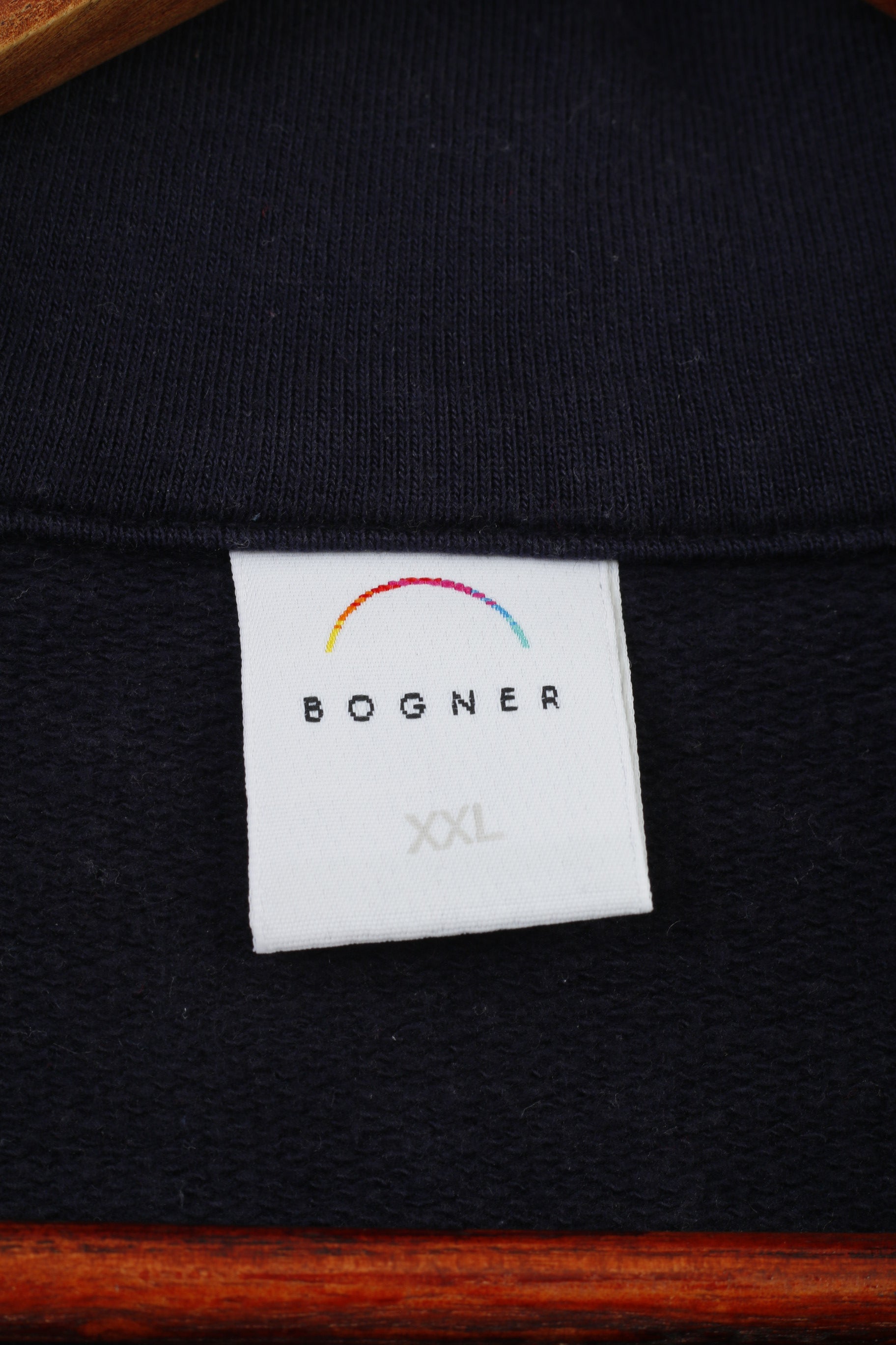 Bogner Men XXL Shirt Navy Cotton Longsleeve Zip Neck Vintage 90s Sport Pocket Top