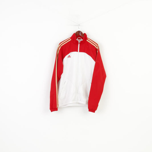 Adidas Men L Sweatshirt Sport Zip Neck Clima 365 White Football Predator Training 3 Stripes Vintage Top
