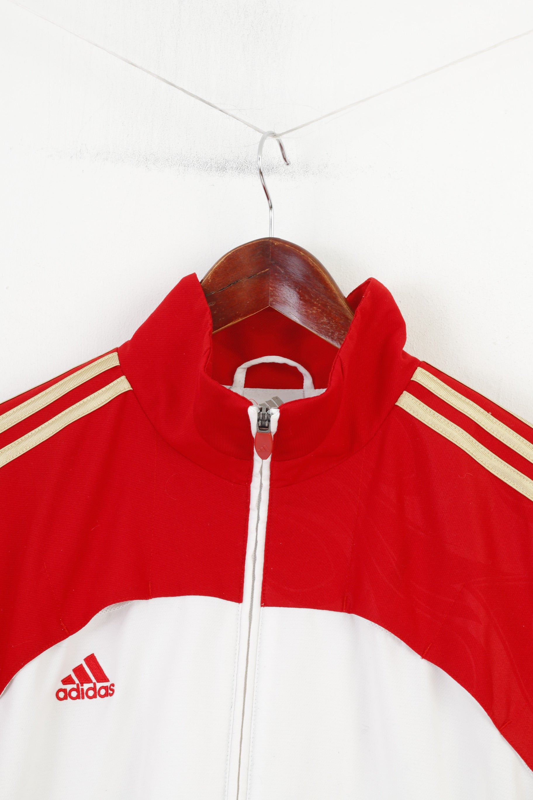 Adidas Men L Sweatshirt White Sport Zip Neck Clima 365 White Football Predator Training Vintage Top