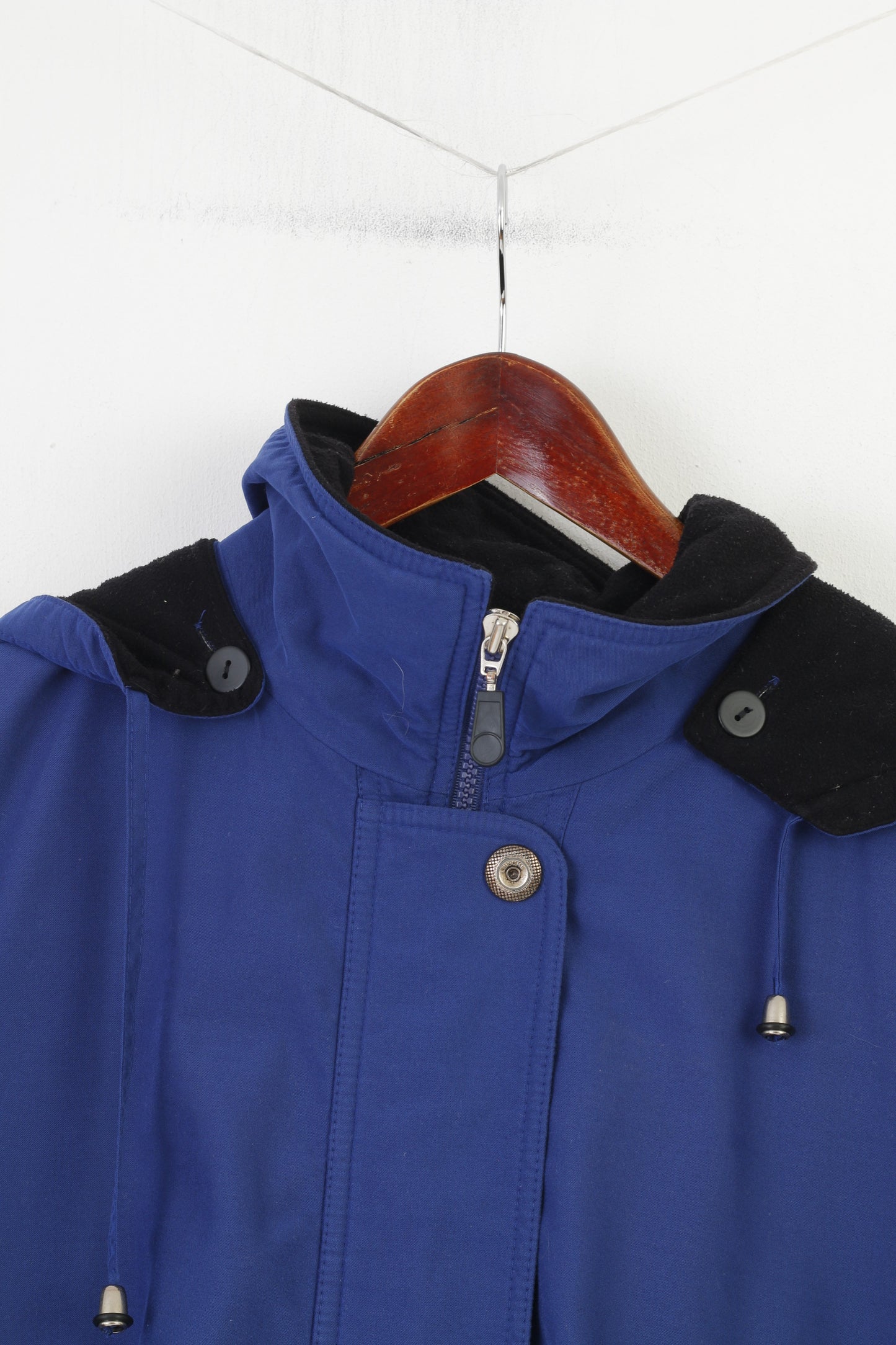 Laura Lebek Femme 44 XL Veste Bleu Fermeture Éclair Complète Gore-Tex Capuche Rembourrée Haut Vintage