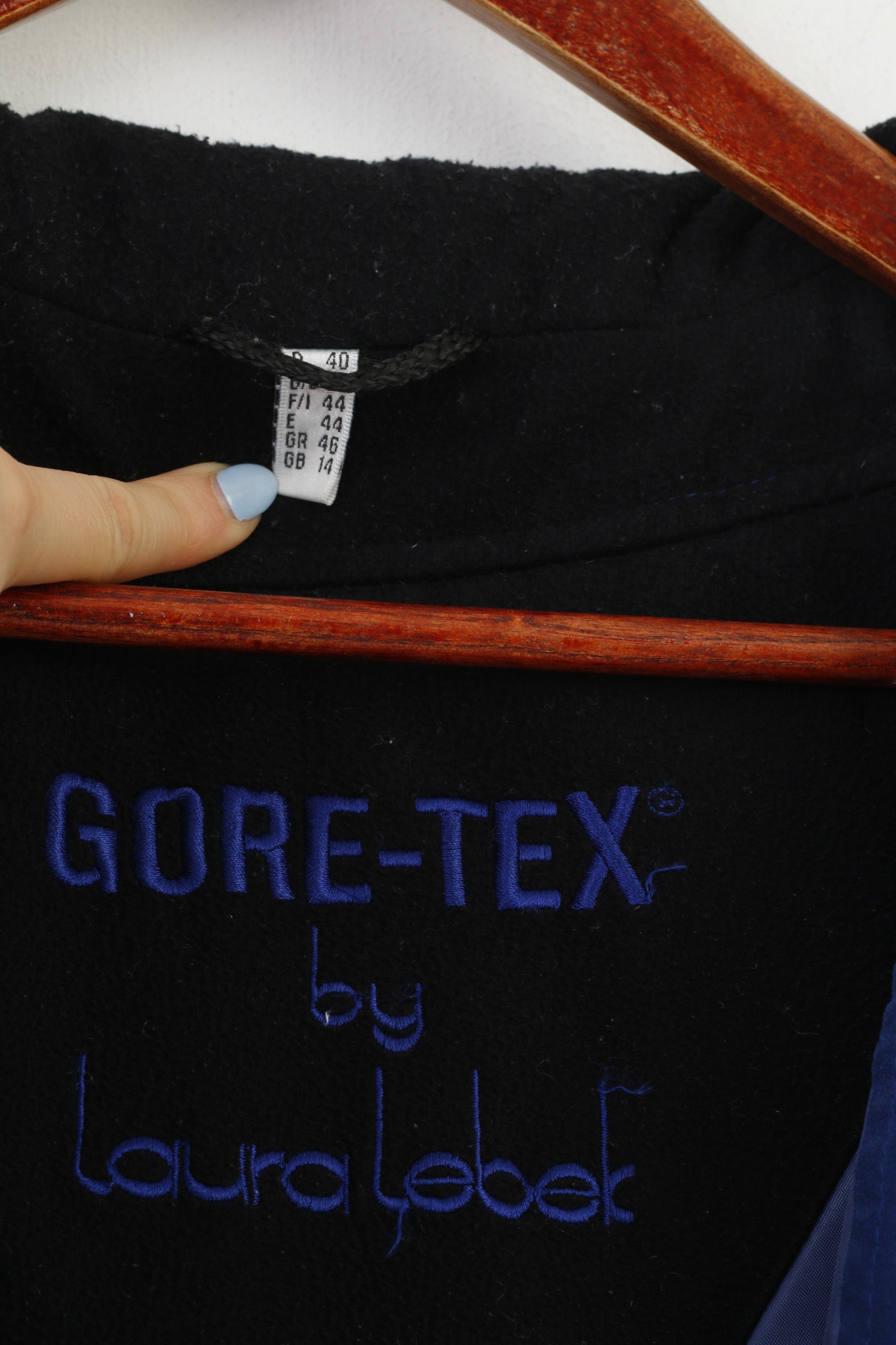 Laura Lebek Woman 44 XL Jacket Blue Full Zipper Gore-Tex Padded Hood Vintage Top