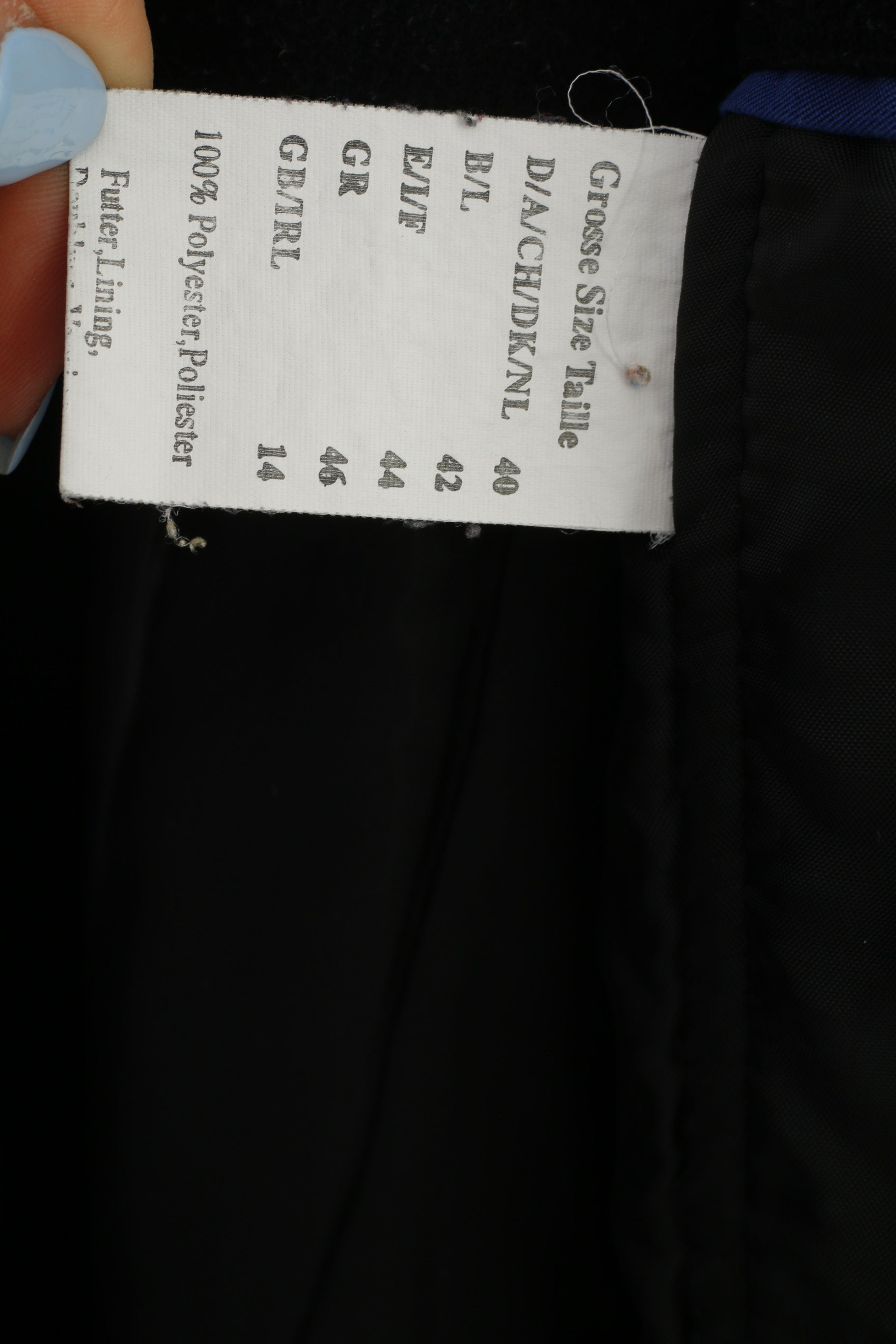 Laura Lebek Woman 44 XL Jacket Blue Full Zipper Gore-Tex Padded Hood Vintage Top