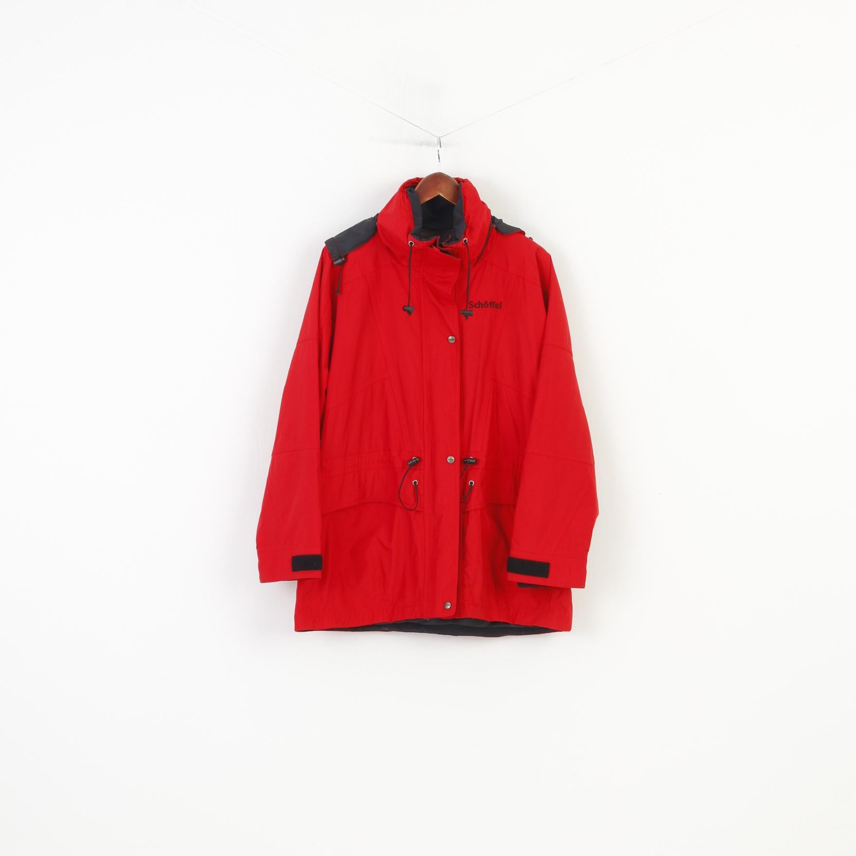 Schoffel Woman 16 XL Jacket Red Full Zipper Hood  Nylon Venturi Vintage Waterproof Top