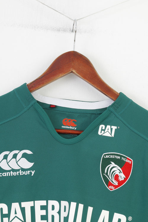 Canterbury Hommes M T-Shirt Vert Sport Entraînement Vintage Leicester Tigers 1880 CAT Top