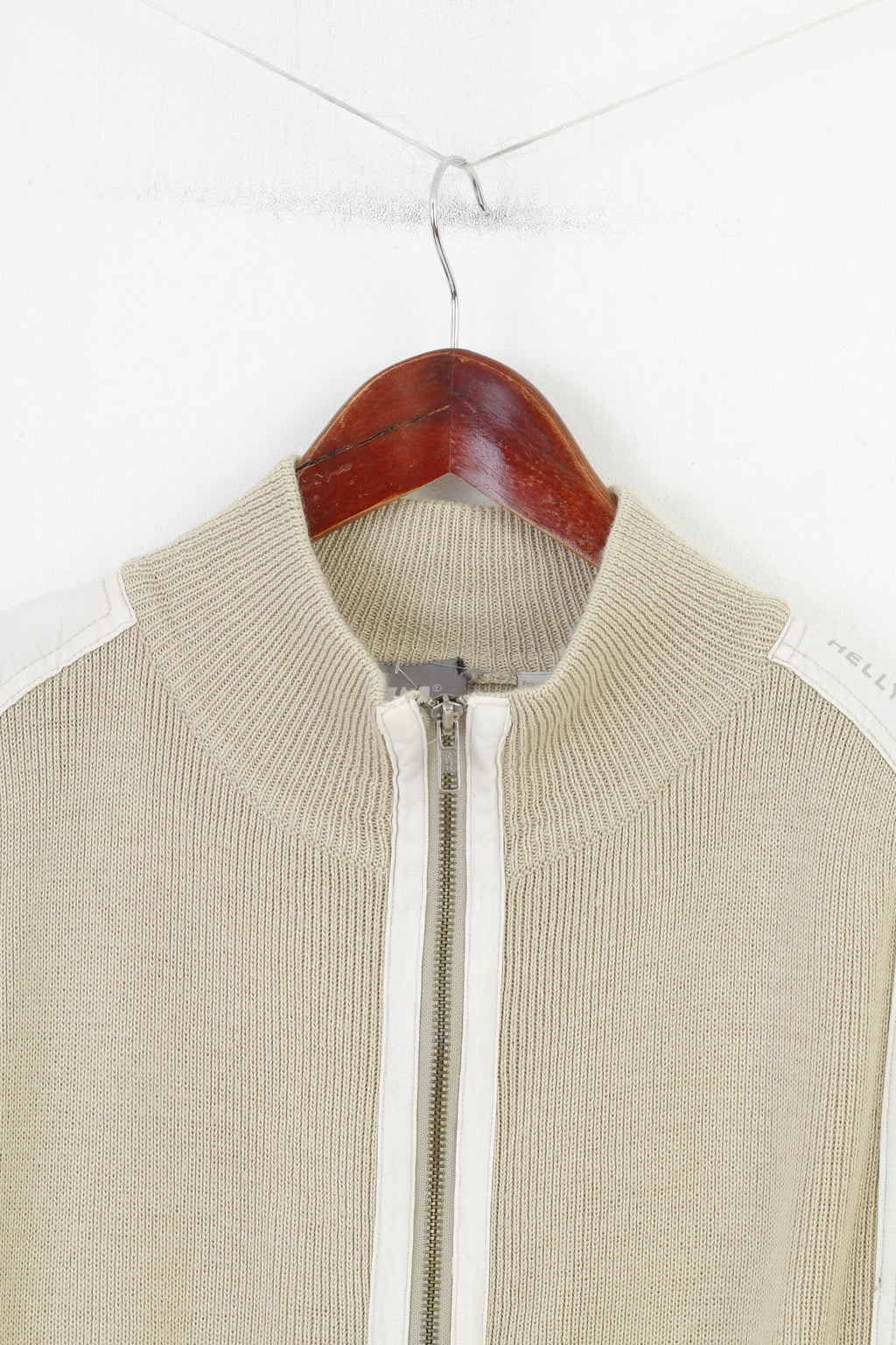 Helly Hansen Men M Sweater Beige Sport Full Zipper Beige Acrylic Wool Outdoor Top