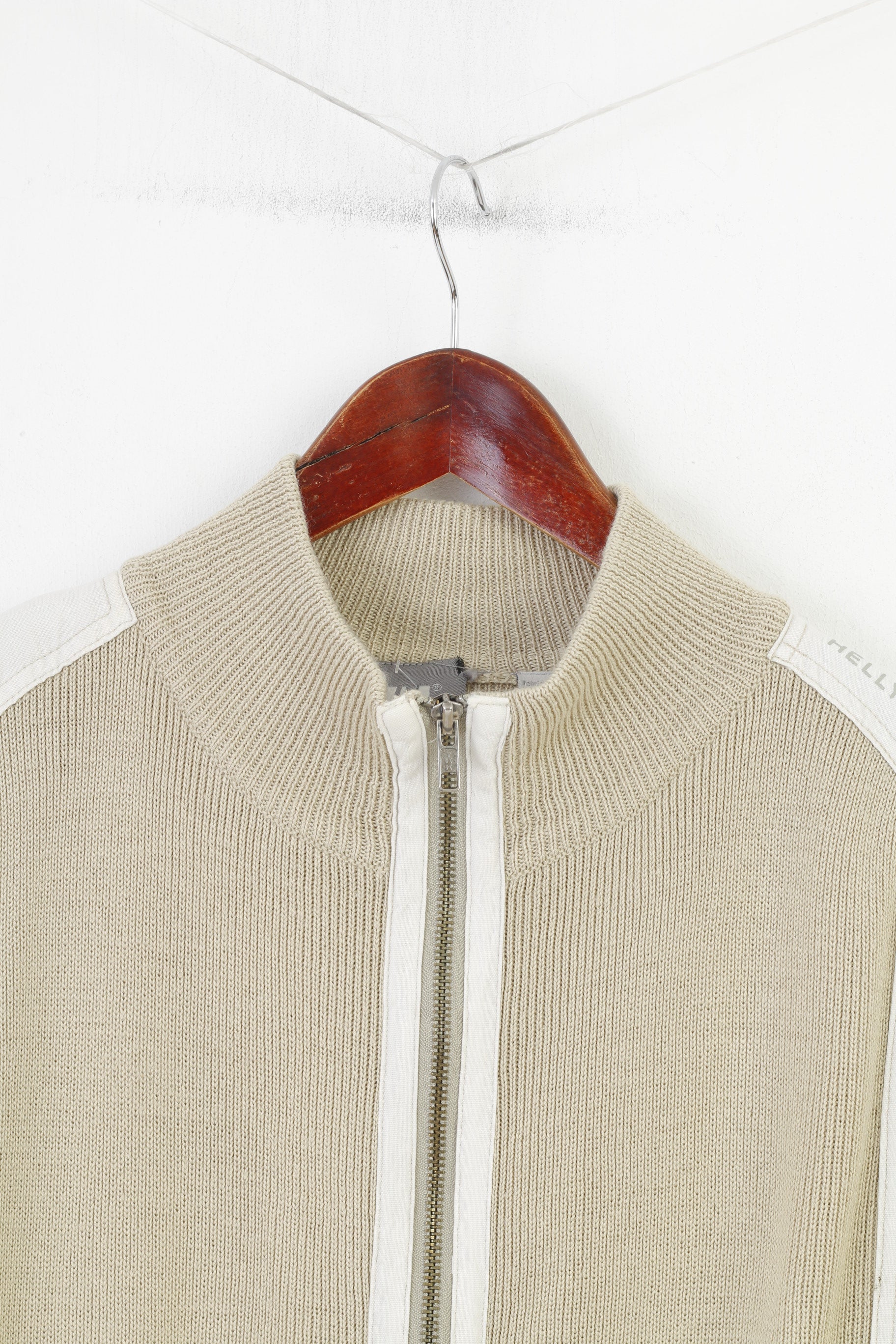 Helly Hansen Men M Sweater Beige Sport Full Zipper Beige Acrylic Wool Outdoor Top
