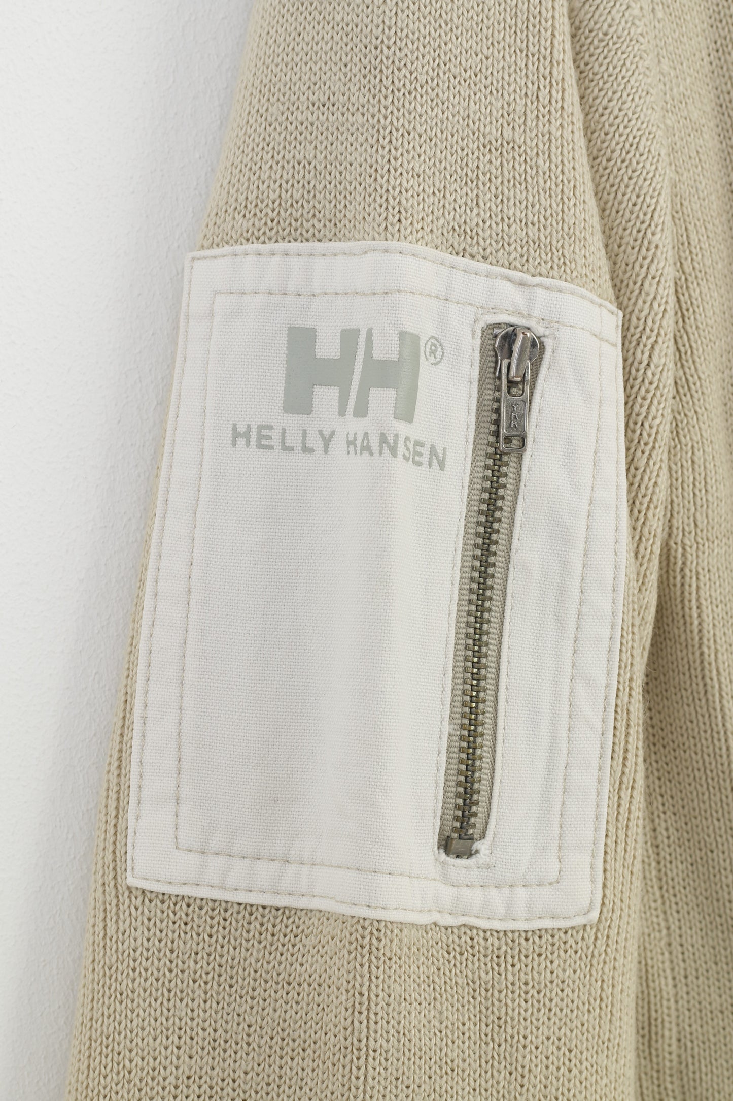 Helly Hansen Men M Sweater Beige Sport Full Zipper Beige Acrylic Wool Outdoor Top