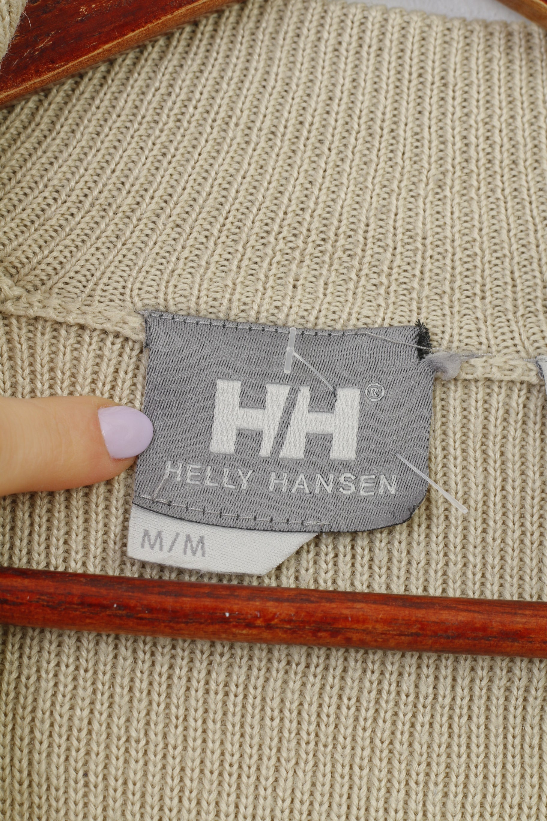 Helly Hansen Men M Sweater Beige Sport Full Zipper Beige Acrylic Wool Outdoor Top