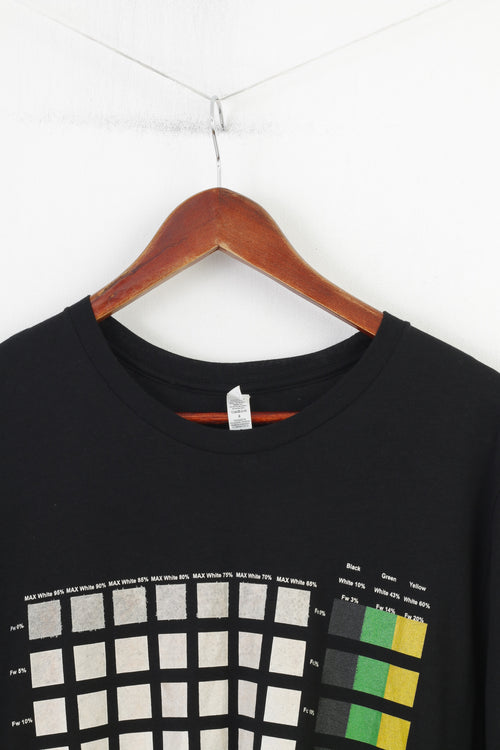 T-shirt da uomo in tela L. Top sportivo vintage in misto cotone nero con grafica girocollo