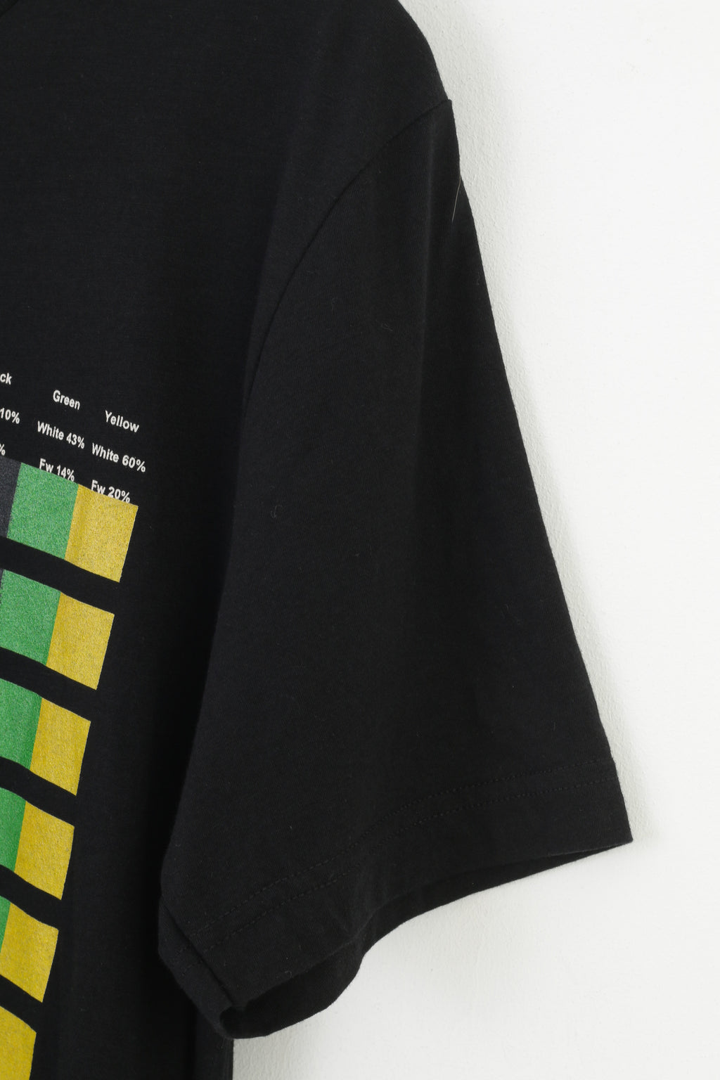 Canvas Men L T-Shirt Black Cotton Blend Crew Neck Graphics Vintage Sport Top