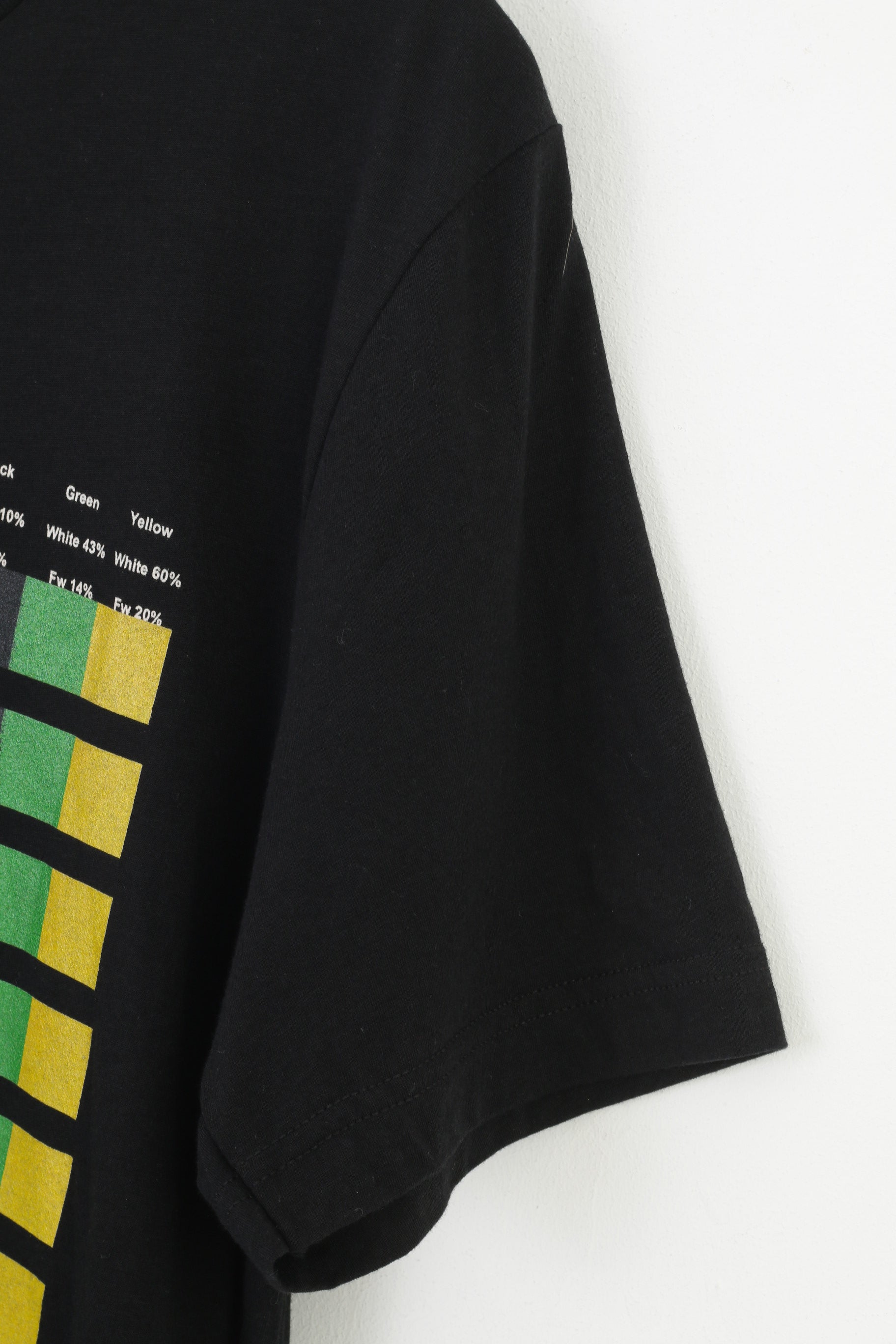 Canvas Men L T-Shirt Black Cotton Blend Crew Neck Graphics Vintage Sport Top