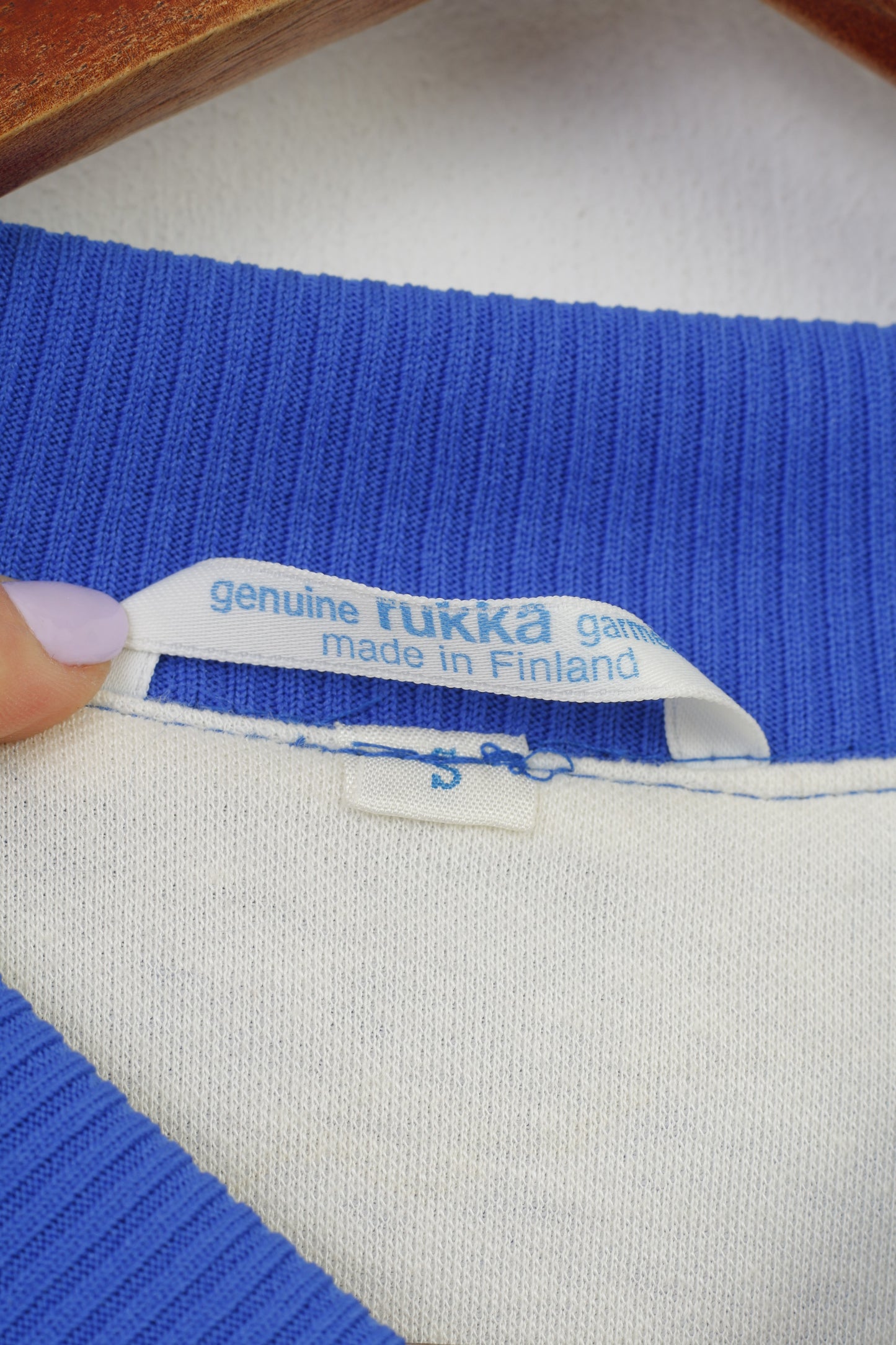 Maglietta da uomo Rukka S blu con scollo a V Sport a maniche lunghe Top sportivo da esterno vintage lucido