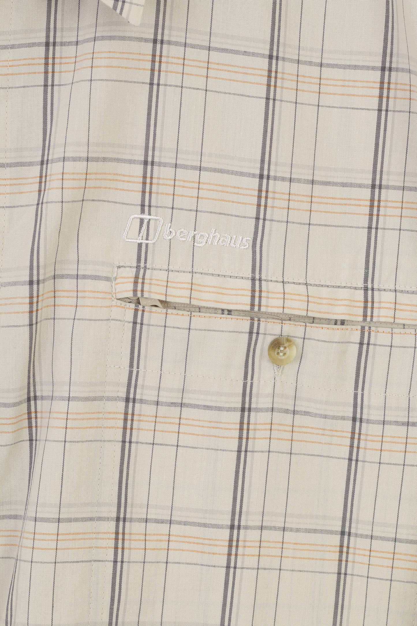 Berghaus Camicia casual da uomo XXL a quadri beige a maniche corte con colletto classico