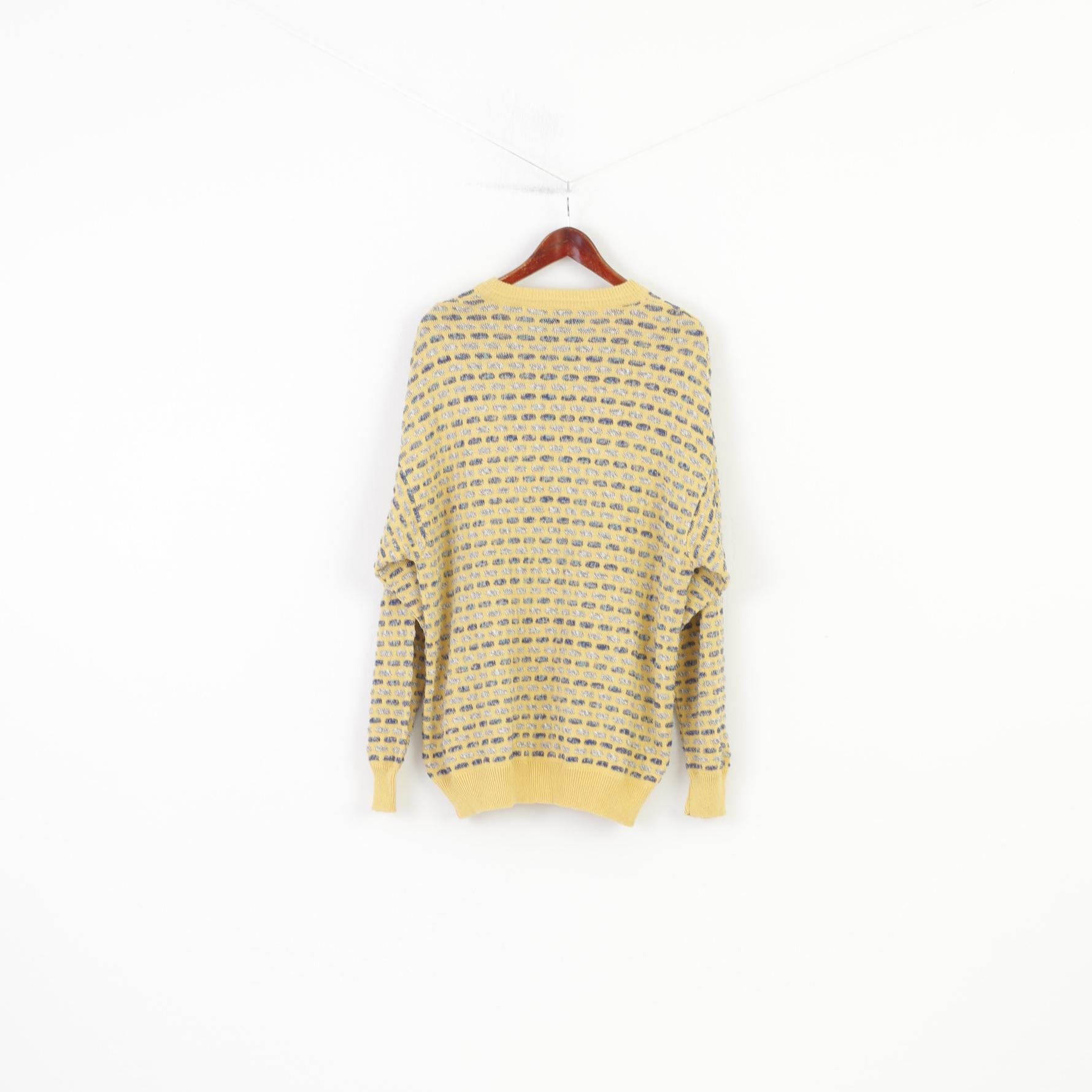 Louis Estere Men 52 XL Jumper Yellow Sportswear Vintage 90s Stretch Classic Sweater