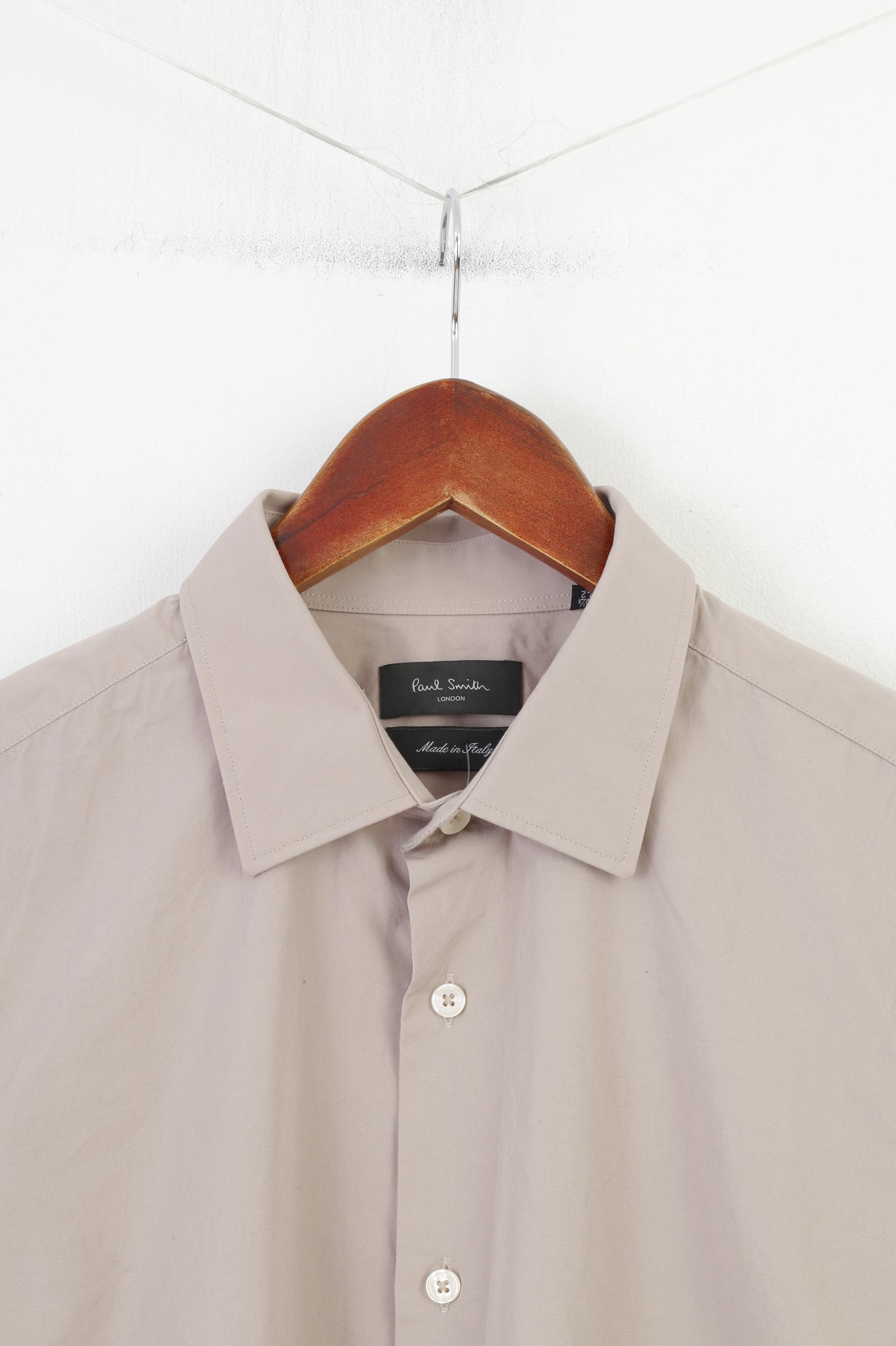 Paul Smith Uomo 42 16,5 L Camicia casual in cotone grigio Italia Londra Top classico a maniche lunghe