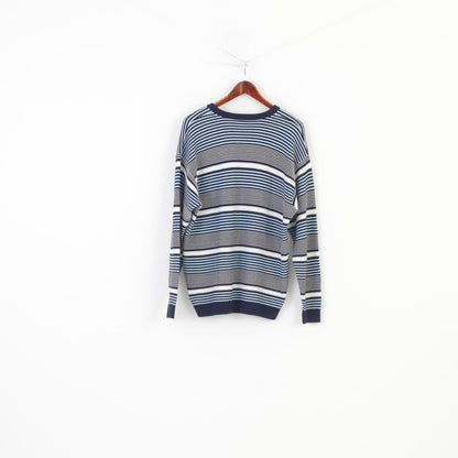 Maglione Lacoste da uomo 6 L maglione classico elasticizzato con logo girocollo in cotone a righe blu