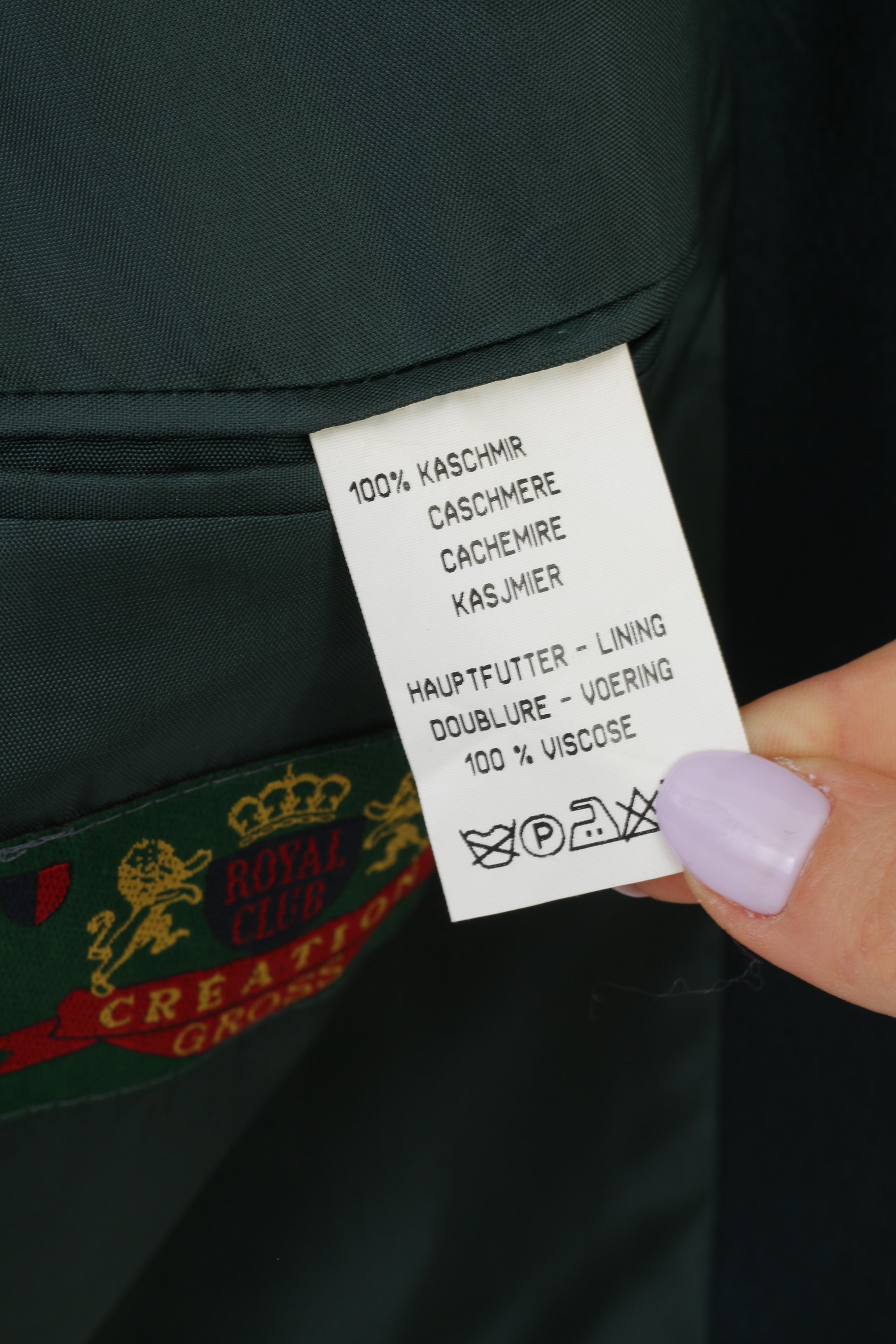 Creation Gross Men 42 Blazer Green Royal Club 100% Caschmere Vintage Single Breasted Gaenslen Volter Jacket