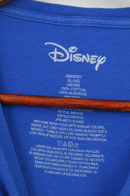 Disney Men XL T-Shirt Blue Crew Neck Short Sleeve Mickey Mouse Florida Cotton Vintage Top