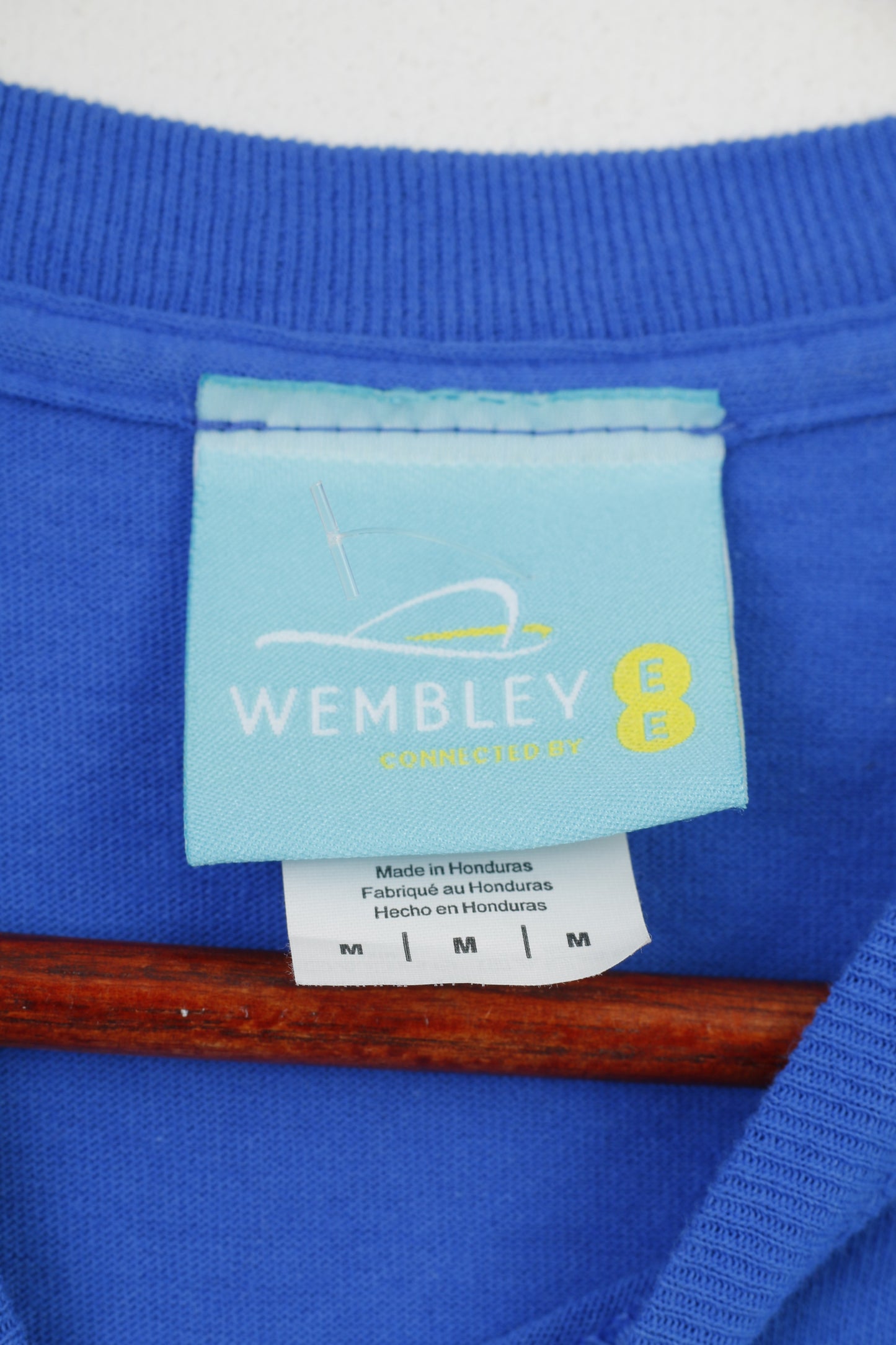 Wembley Hommes M T-Shirt Bleu Coton Football Club Lecture Vintage Sport Haut