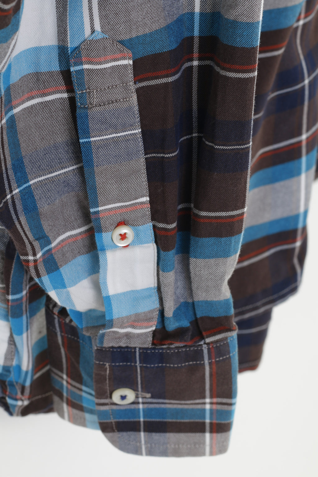 Tommy Hilfiger Men M Casual Shirt Navy Checkered Custom Fit Long Sleeve Cotton Top