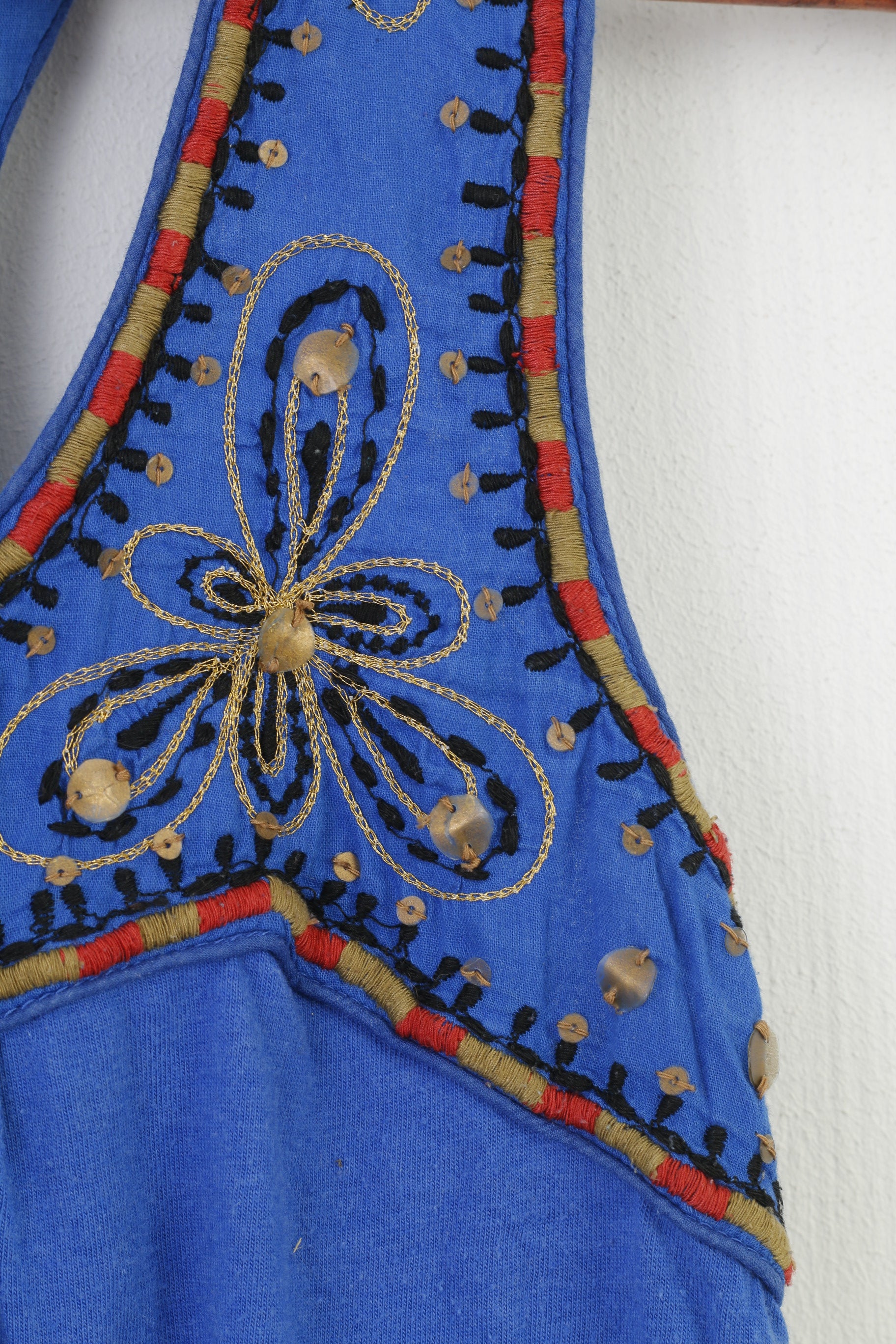 Jack BB Dakota Maglietta da donna Canotta blu Top Boho in cotone ricamato