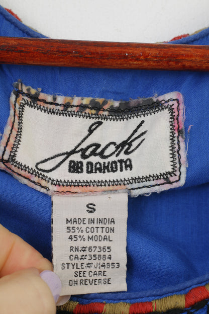 Jack BB Dakota Women S Shirt Blue Tank Top Embroidered Cotton Boho Top