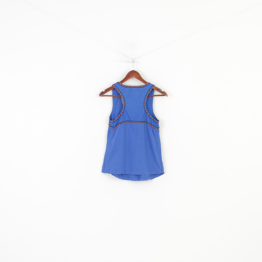 Jack BB Dakota Women S Shirt Blue Tank Top Embroidered Cotton Boho Top