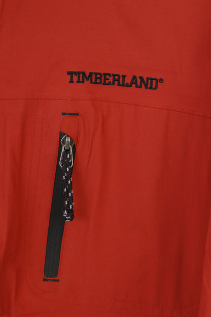 Giacca Timberland Donna L Arancione con cerniera intera in nylon sportivo vintage con cappuccio e tasche superiori