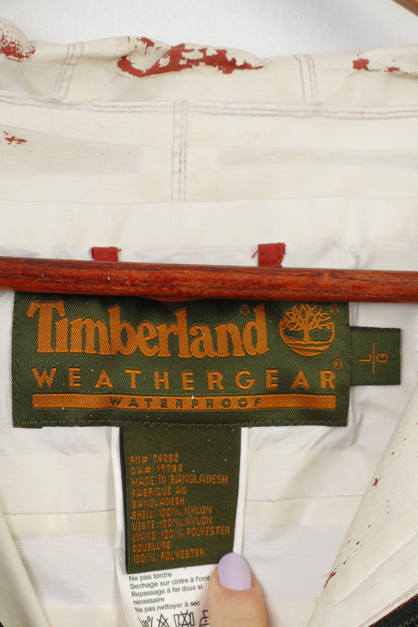 Timberland Woman L Jacket Orange Full Zipper Nylon vintage Sport Hood Poches Top