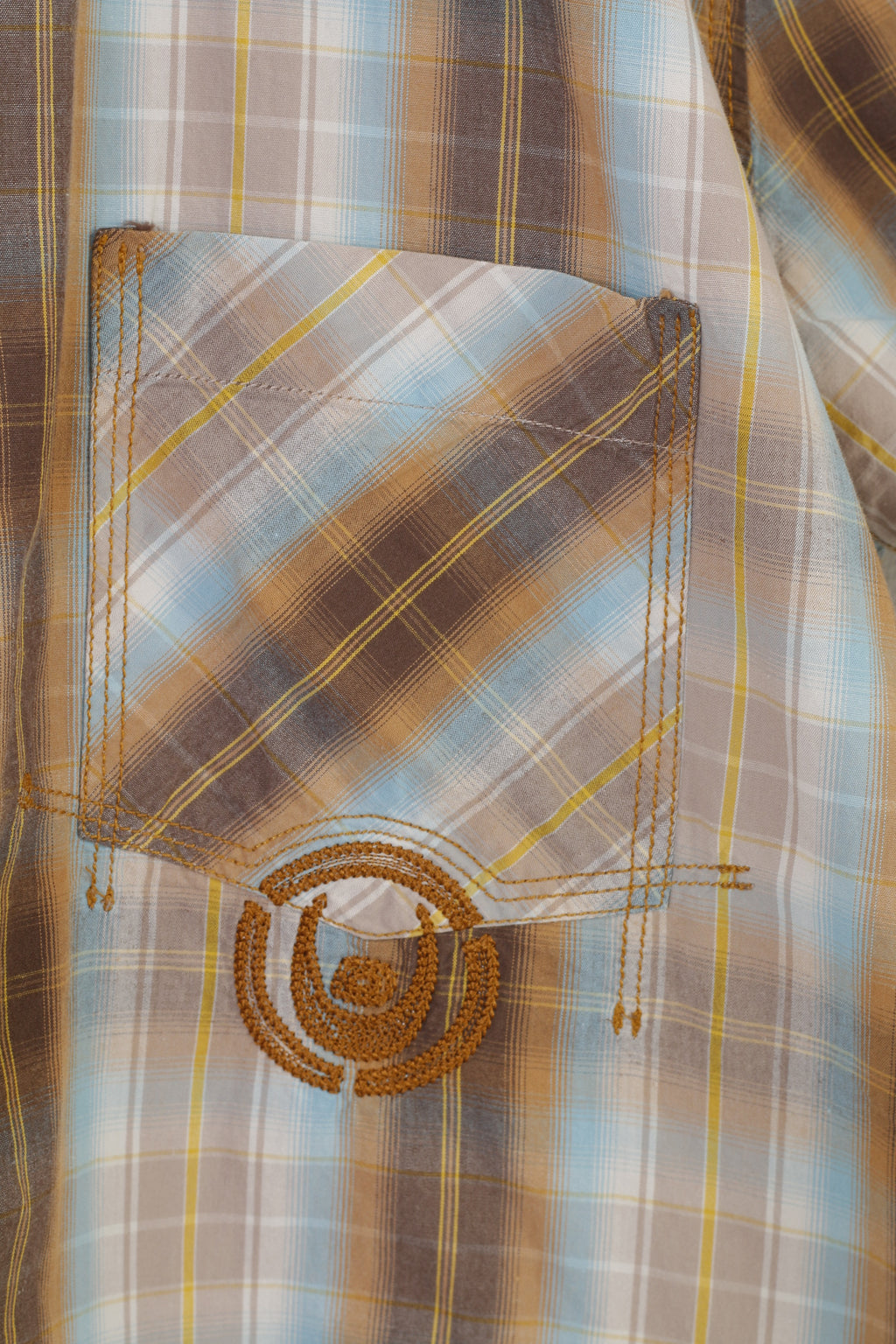 Duck and Cover Men L Casual Shirt Checkered Brown Short Sleeve Cotton Collar Classic Top