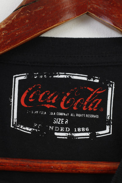 Atmosphere Women 8 S Shirt Black Cotton Crew Neck Coca Cola Holidays Vintage Top