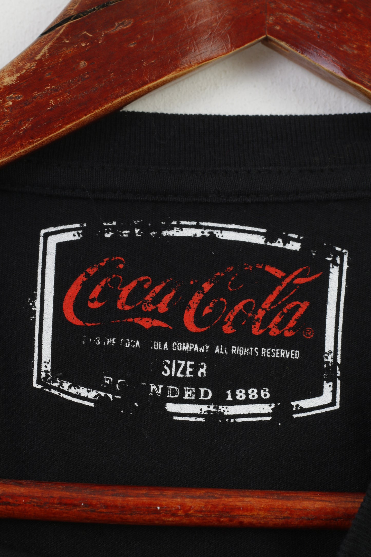 Atmosphere Maglietta da donna 8 S Girocollo in cotone nero Coca Cola Holidays Top vintage