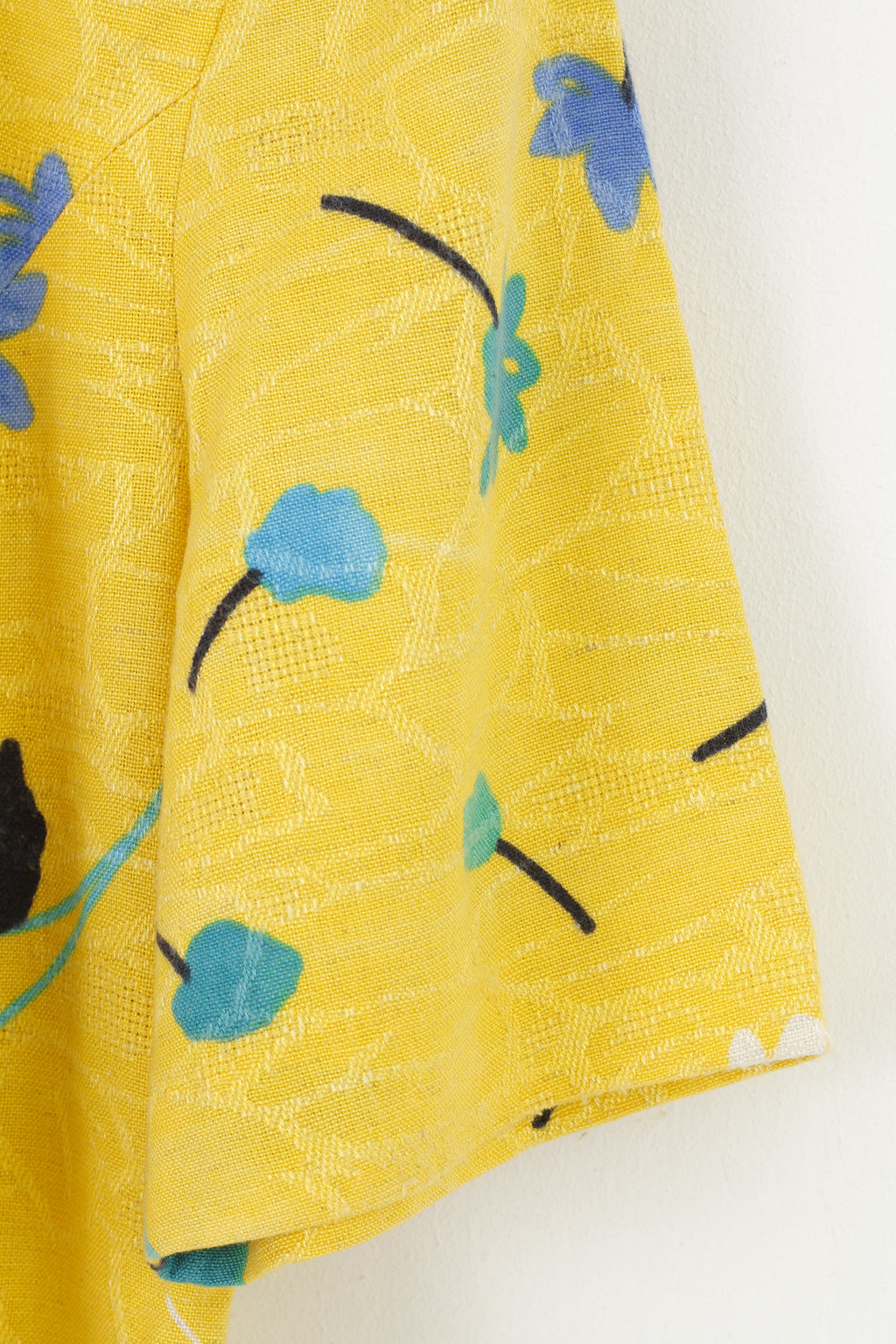 Cavita Schneberger Gruppe Women 18 XL Shirt Button Front Flower Print Blouse Short Sleeve Yellow Summer Vintage V Neck Top