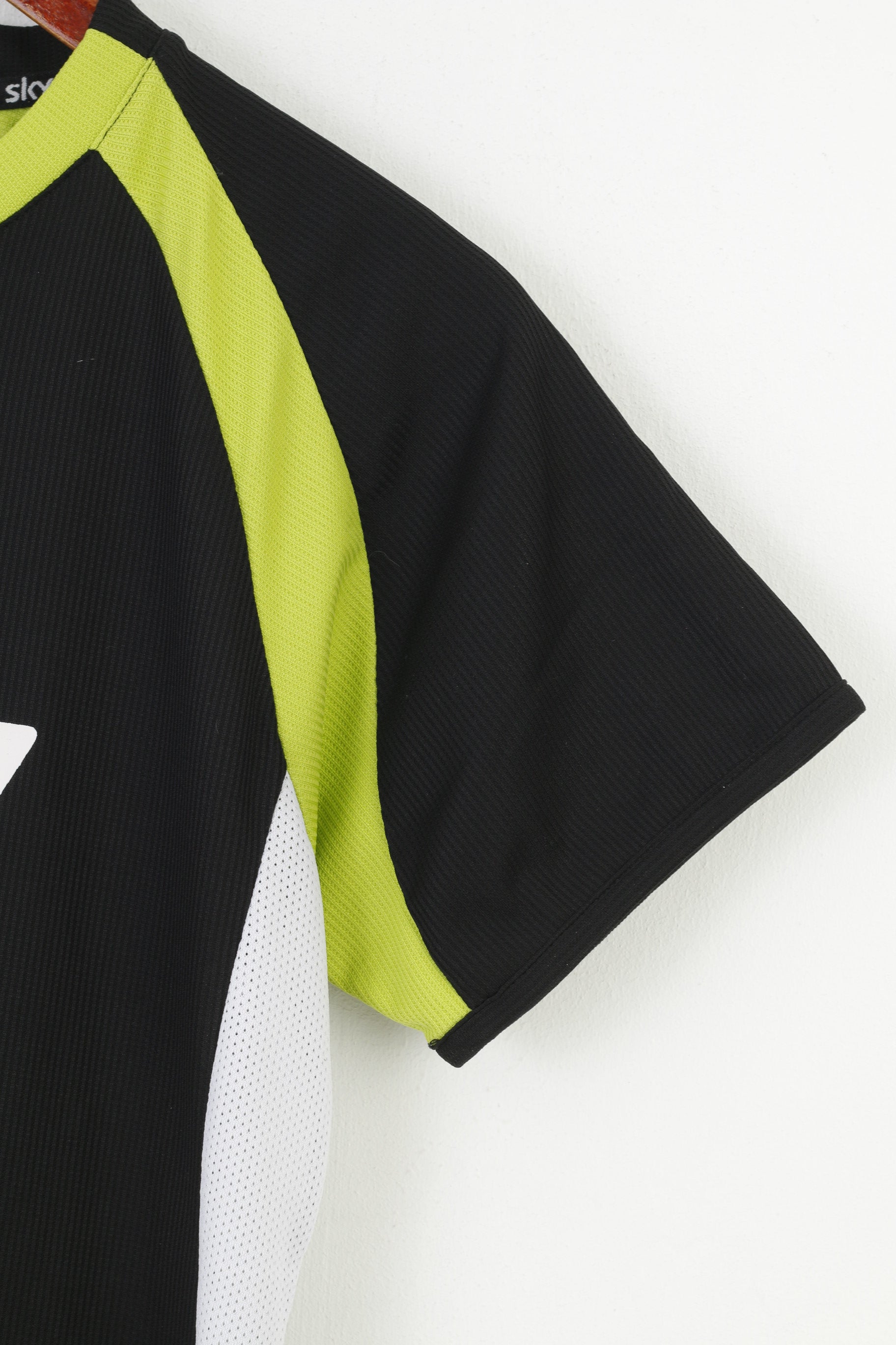 3 Stars Women 36 T-Shirt SKY Black Mesh Sport Crew Neck Stretch Vintage Top