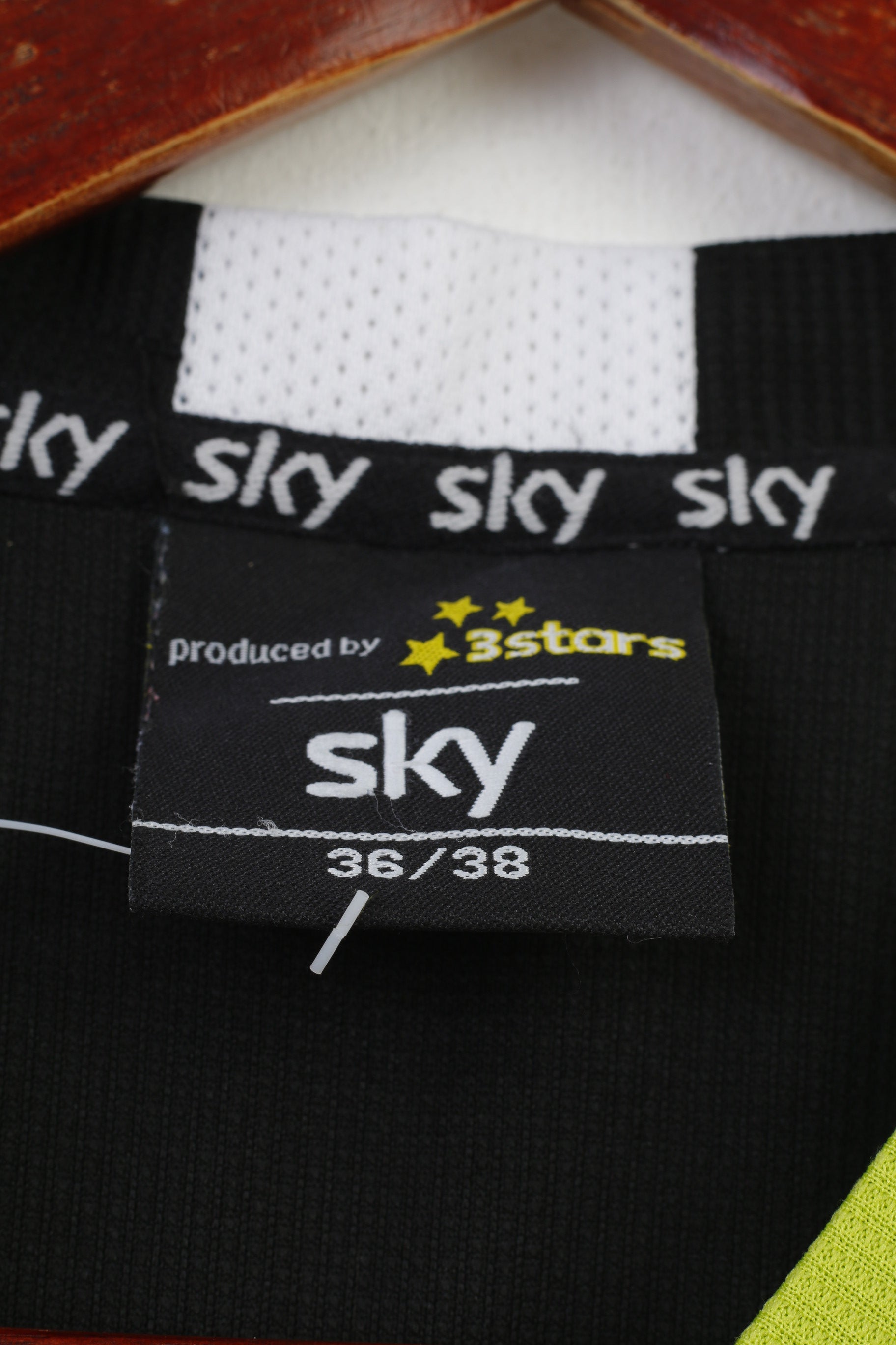 3 étoiles Femme 36 T-Shirt SKY Noir Maille Sport Col Rond Stretch Vintage Top