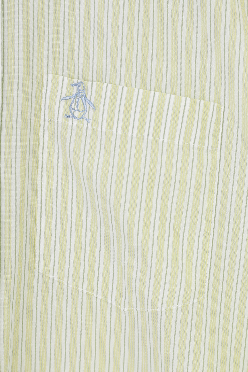 Original Penguin Men M Casual Shirt Striped Lime Yellow Classic Fit Cotton Long Sleeve Top
