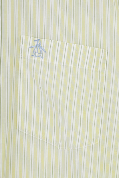 Original Penguin Hommes M Chemise Décontractée Rayé Jaune Citron Coupe Classique Coton Haut À Manches Longues