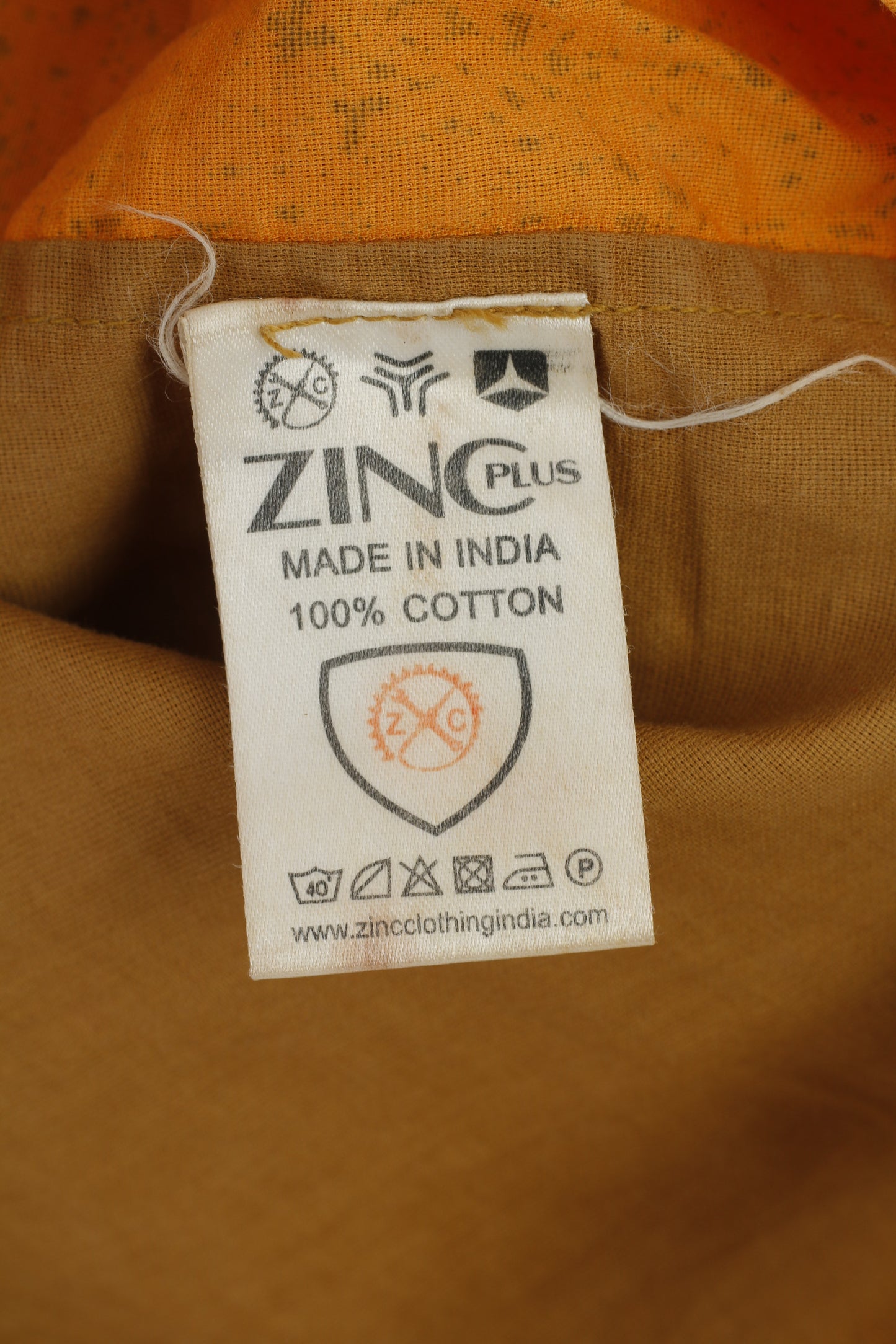 The Zinc Clothing Company Camicia casual da uomo L Grafica manica lunga Marrone Arancione Cotone India Classico Top