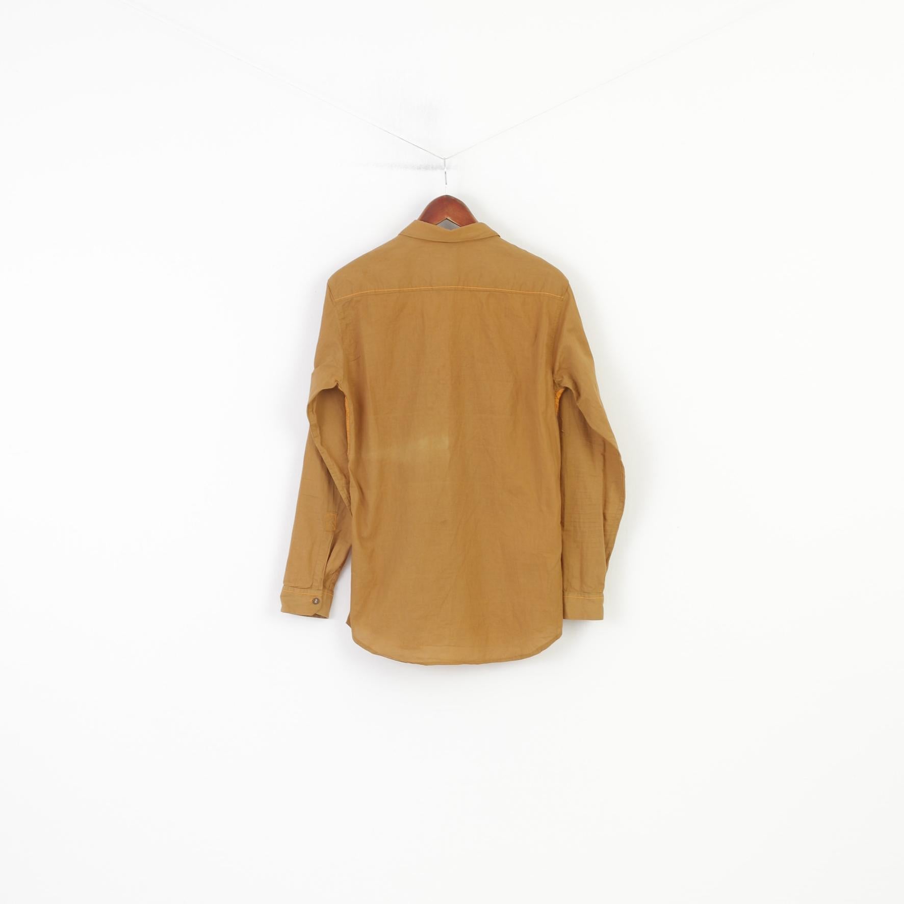 The Zinc Clothing Company Chemise décontractée à manches longues pour homme Marron Orange Coton Inde Haut classique