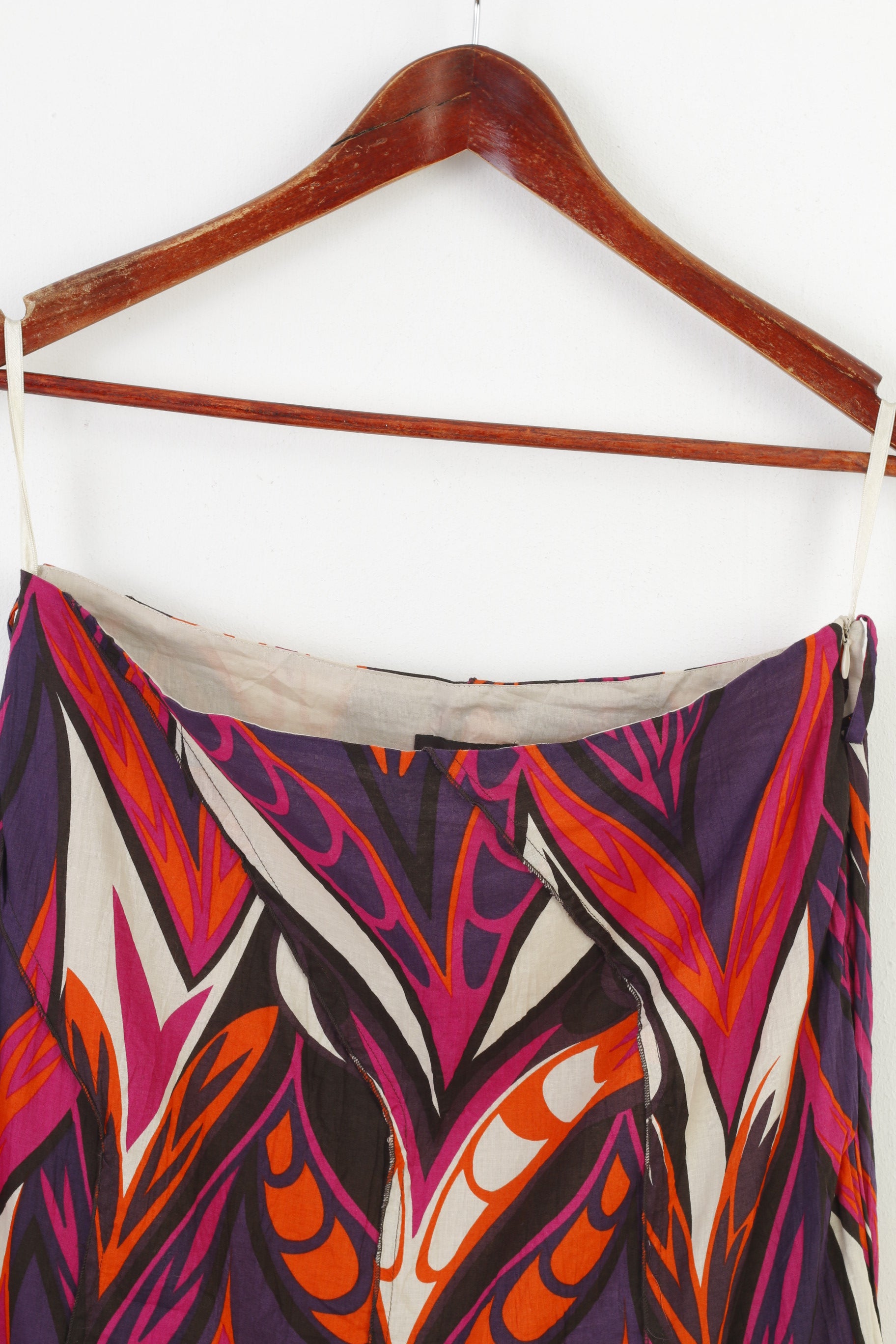 NOUVEAUX Principes Femmes 38 Jupe Évasée Violet Coton Maxi Vintage Fermeture Éclair