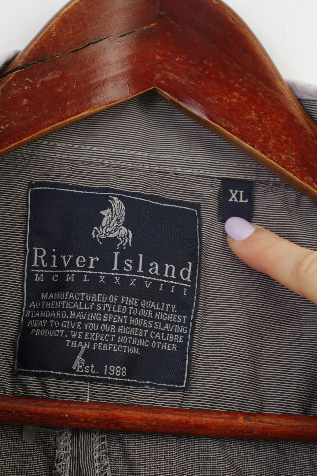 River Island Camicia casual XL da uomo Top classico in cotone a maniche lunghe a righe nere