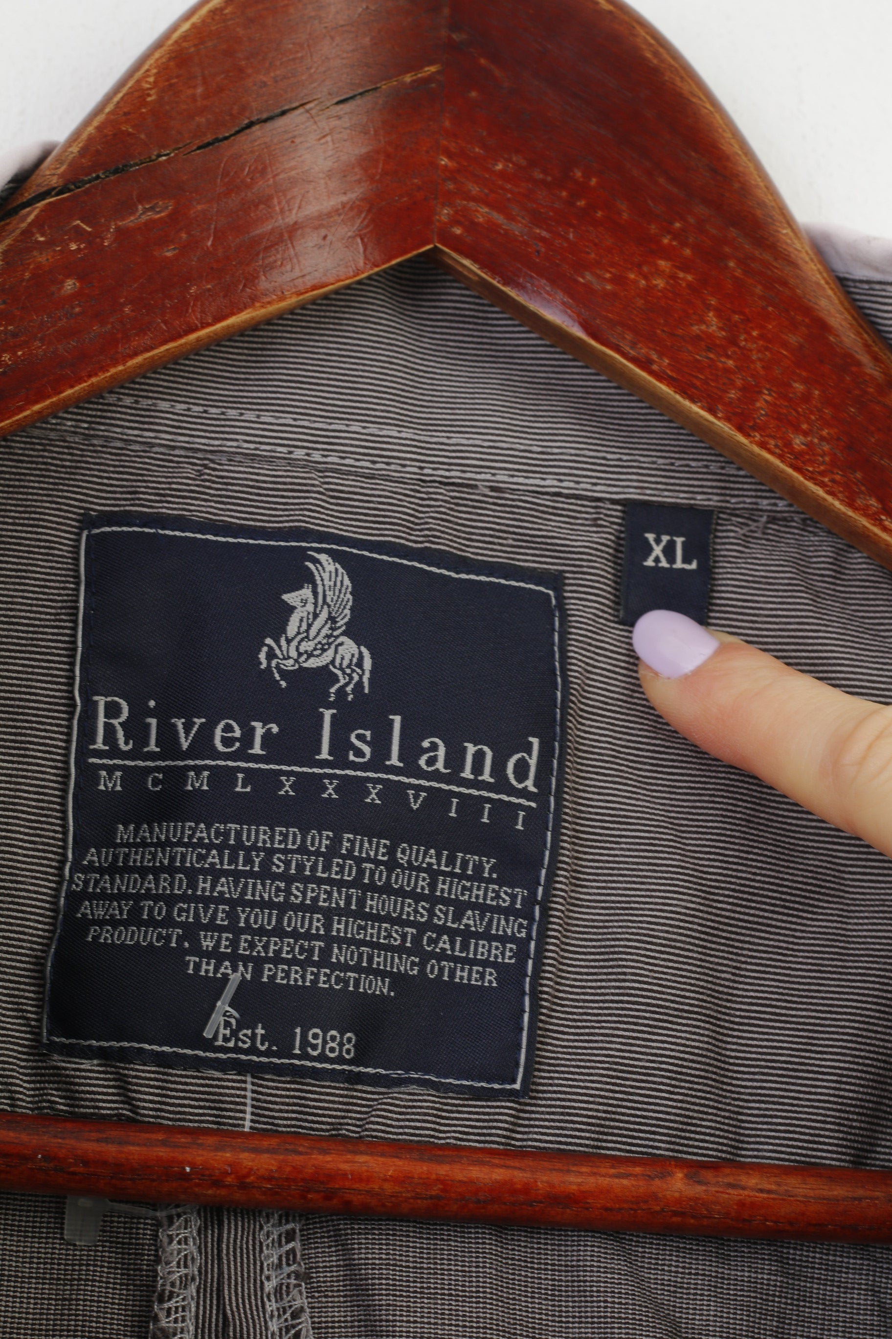 River Island Camicia casual XL da uomo Top classico in cotone a maniche lunghe a righe nere