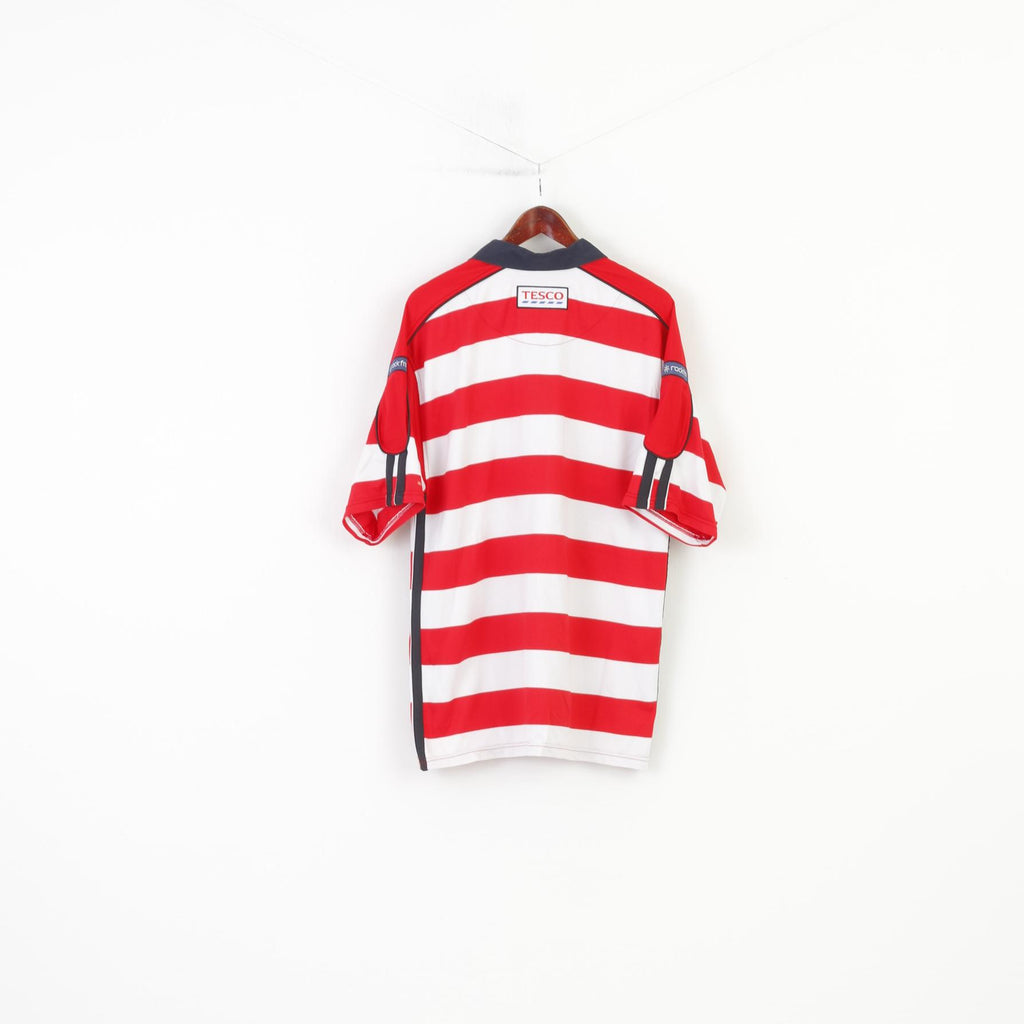 Patrick Wigan Warriors Men XXL Polo Shirt Red Striped Rugby Jersey Collar Sport Vintage Top