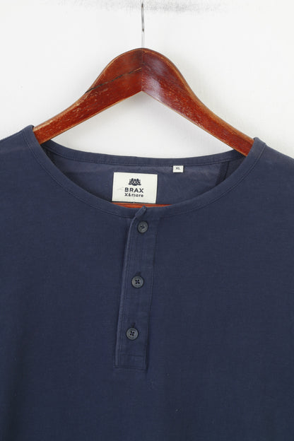 Brax &amp; More Chemise XL pour homme Bleu marine à manches longues et col rond Sport classique