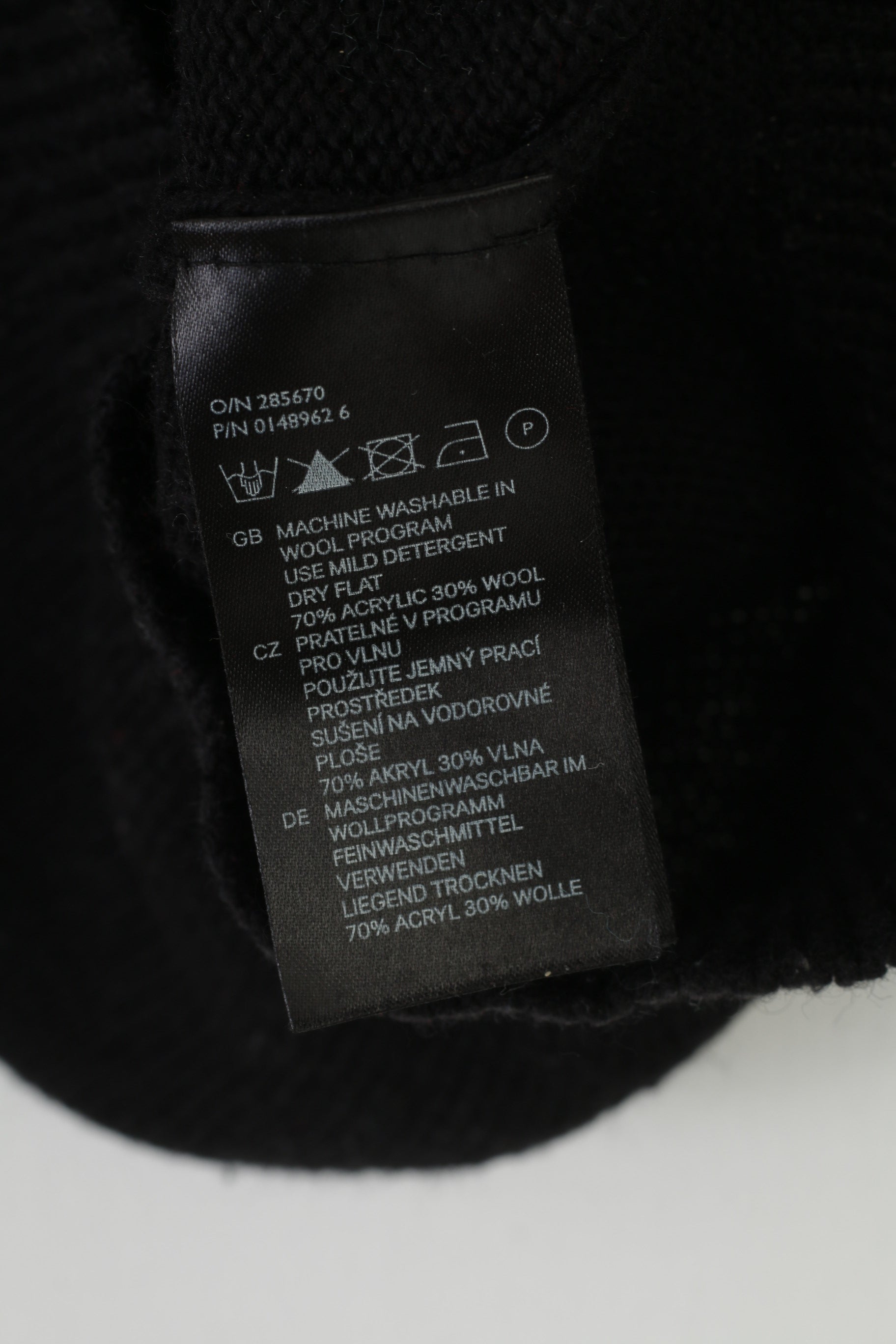 H&amp;M Homme M Pull Noir Col Rond MTV Laine Vintage Top