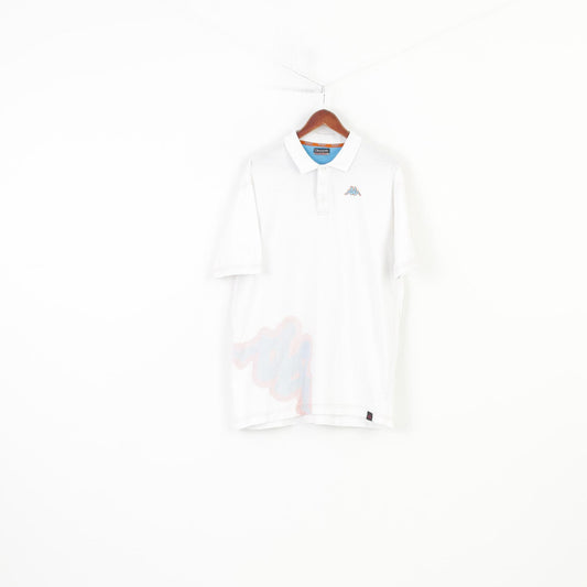 Kappa Men XXL Polo Shirt White Short Sleeve Collar Cotton Sport Top