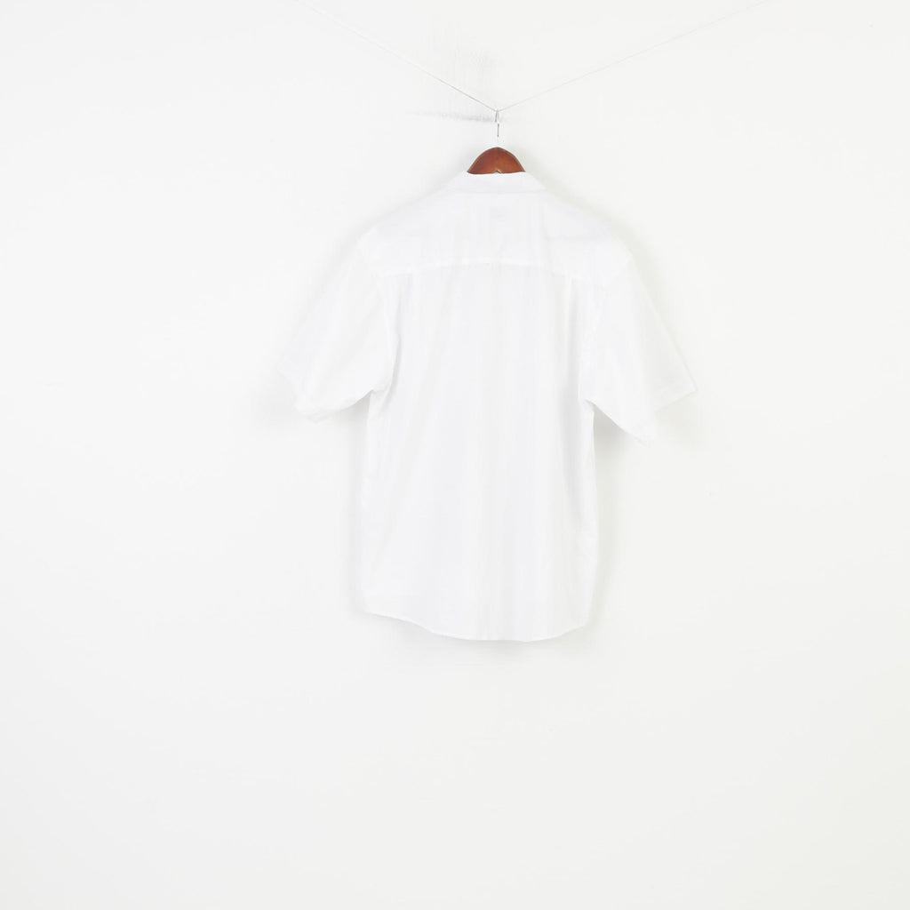 CKL Classique Hommes 17,5 XXL Chemise Décontractée Blanc Manches Courtes Col Classique Élégant Broderie Haut