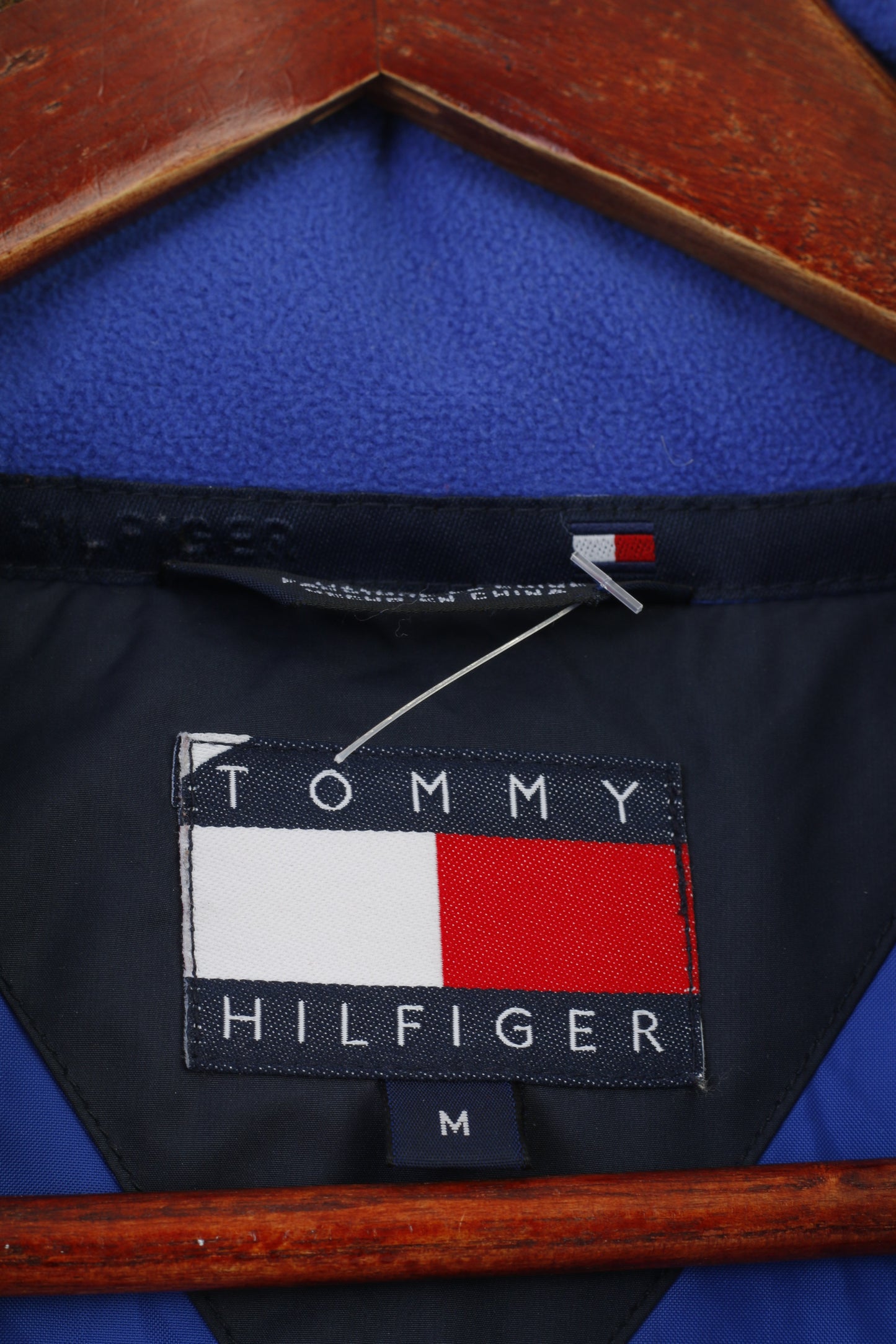 Tommy Hilfiger Giacca da uomo M Blu scuro imbottita con cerniera intera Top vintage 