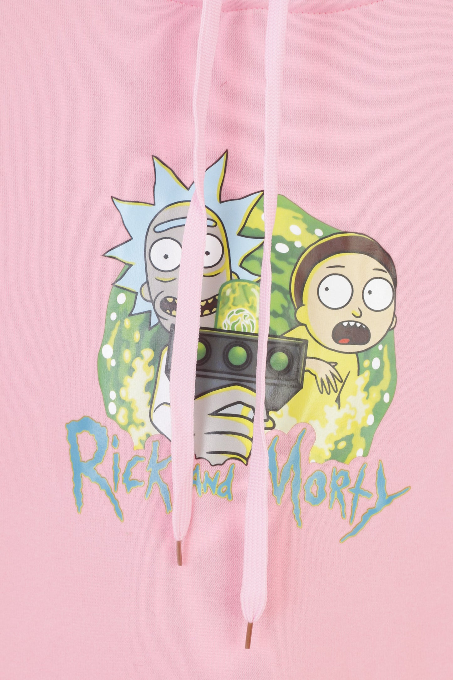 Vintage Woman L Hoodie Pink Padded Rick And Morty Sport Sweatshirt Kangaroo Top