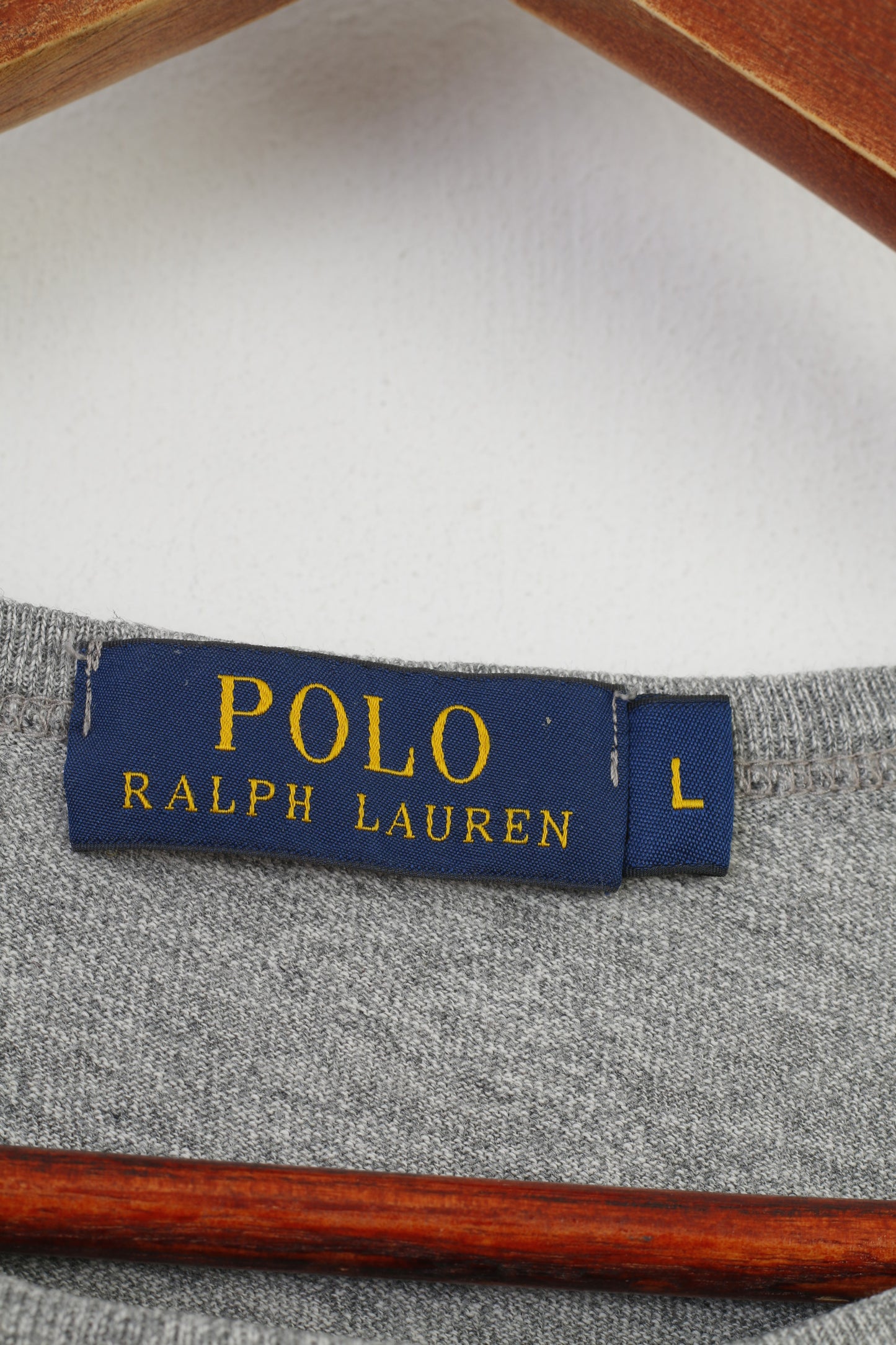 Polo Ralph Lauren T-shirt da uomo L grigia a maniche corte in cotone vintage